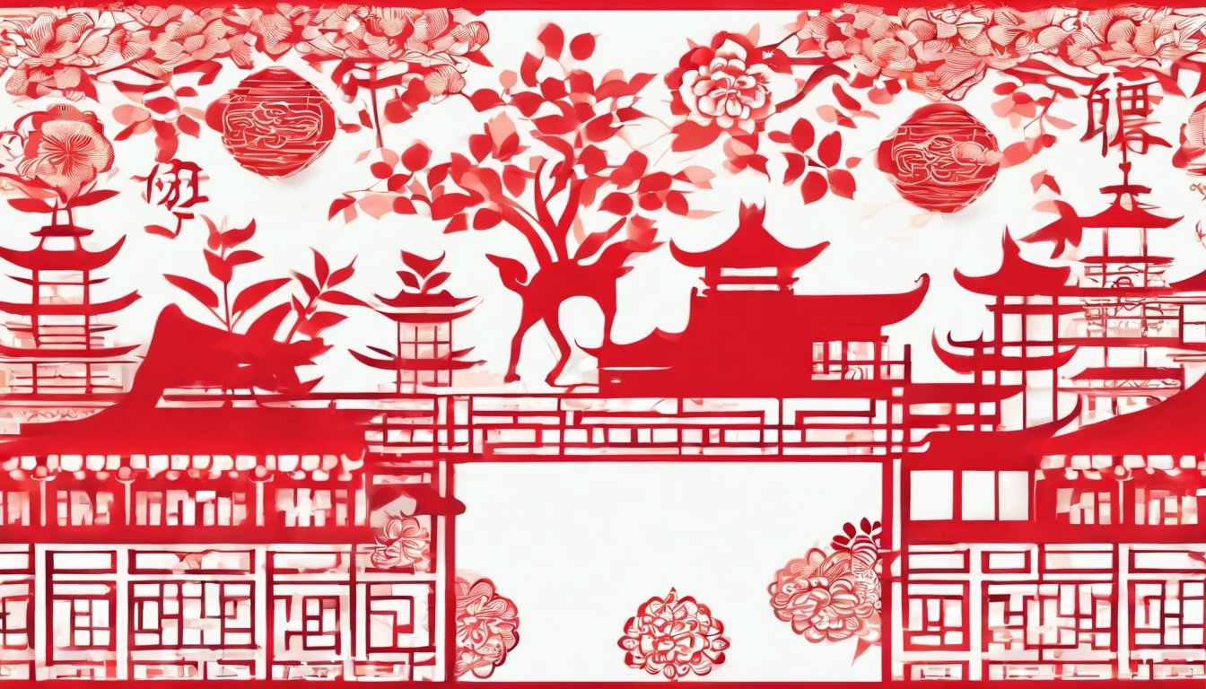Grilles,Chinese New Year,Red paper cutout,delicated