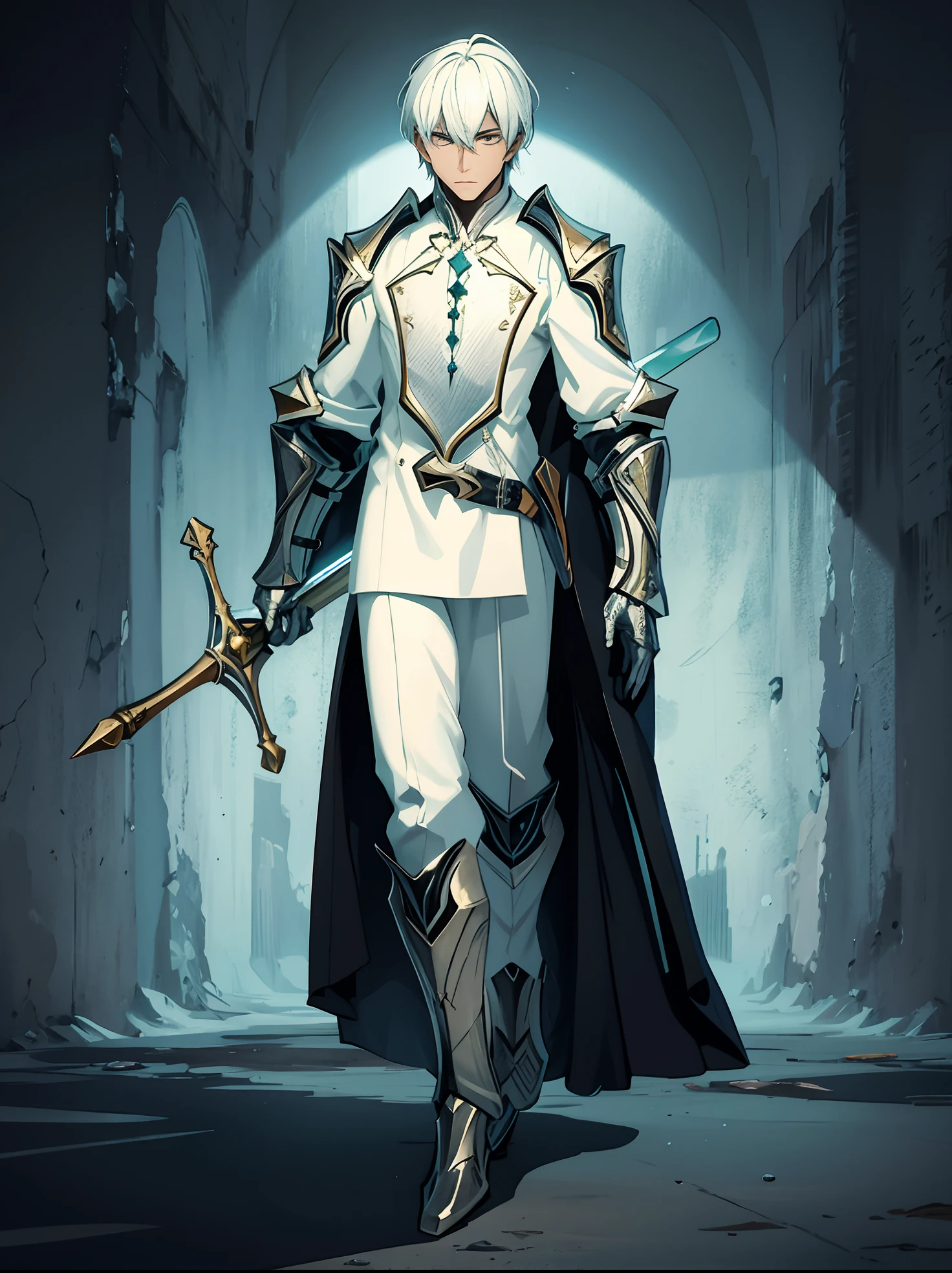 um desenho de um homem em um terno preto com uma espada, full portrait of magical knight, um paladino masculino humano, picture of a male cleric, nobre ciborgue, RPG Retrato Corpo Inteiro, ( ( arte conceitual do personagem ) ), armadura de cor preta e avermelhada, arte conceitual detalhada de corpo inteiro, arte detalhada do personagem, arte oficial do personagem, design de personagem de alta qualidade