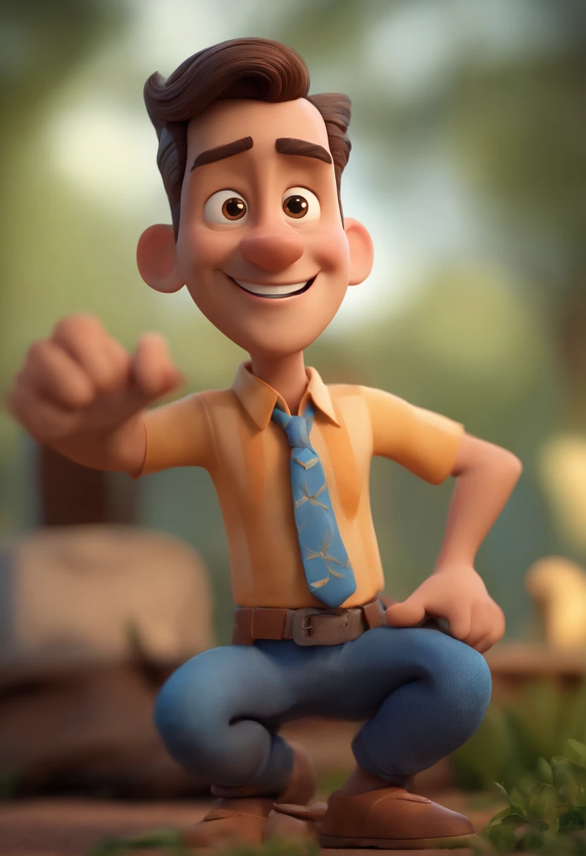 Personagem de desenho animado de um homem usando uma camisa azul, um personagem animado, Caractere estilizado, animation style rendering, 3D estilizado, Arnold Maya render, 3 d render stylized, toon render keyshot, Personagem 3D, Personagem 3D, 3d rendering stylized, 3 d character render, personagem de desenho animado, Personagem de close up, Pose de personagem, (Estilo Pixar) (master part:1.2) (Bokeh) (best quality) (pele detalhada) (textura detalhada) (8k) (argila) (Cinematic lighting) (foco nítido,Senta e vaza a parte superior do corpo