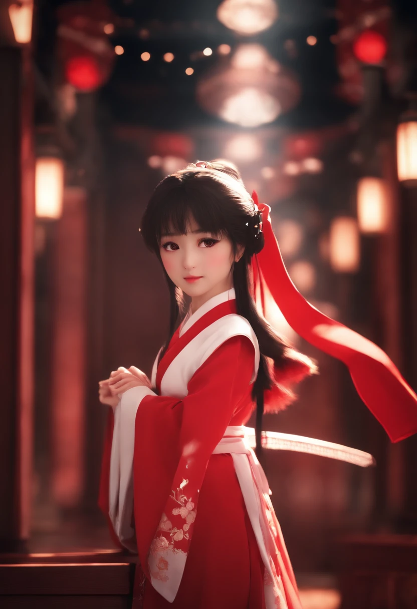 Reimu_hakurei, vestido vermelho, Miko, sanctuary background, 1girl, master part, best quality, altamente detalhado