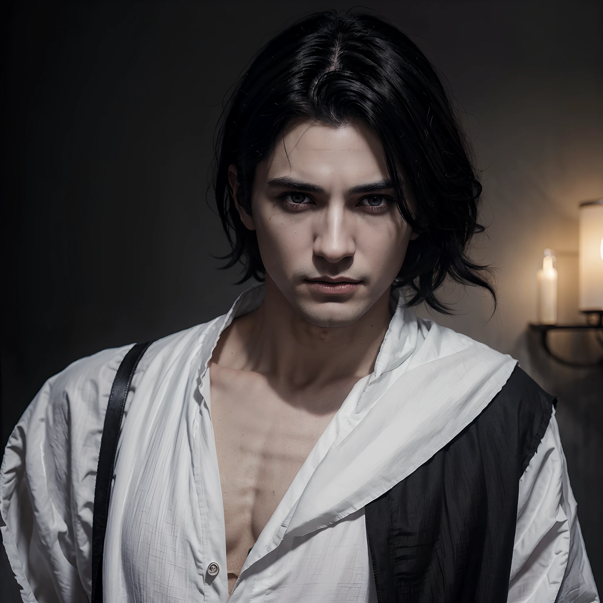 Rmo boy, pretty emo boy, pale skin, young, looking straight at camera, black hair,