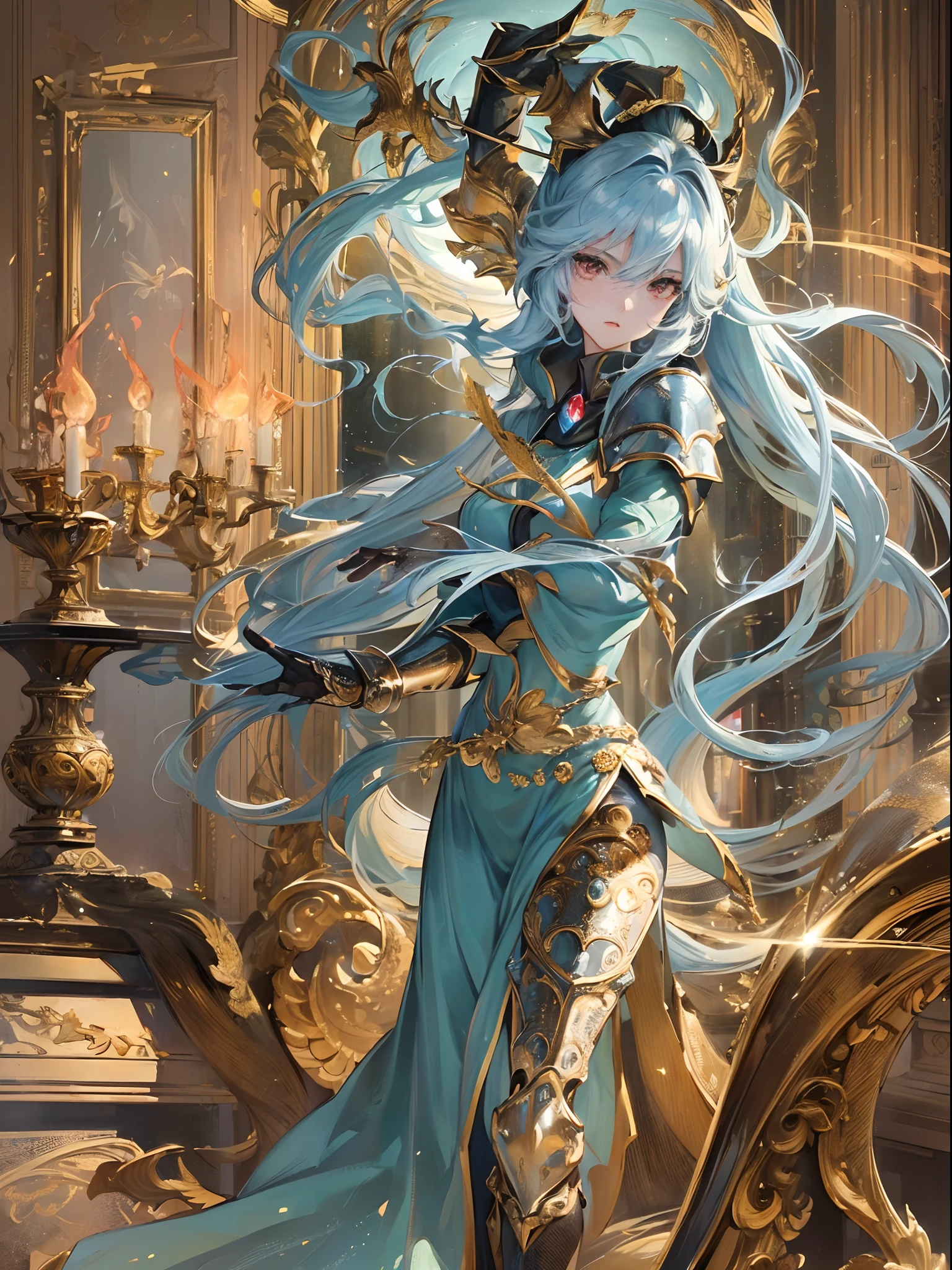 Finest quality)),(超A high resolution),(ultra-detailliert),(Meticulous portrayal),((Best Anime)),(Finest works of art),sharpnes,Clair,Ultra-Precision Art,The art of astounding depiction,Beautiful fantasy art with intricate and detailed details, (Flowing light:1.6),, (1 adult female:1.5),((Magic Knight:1.5)),(Magic armor with intricate and detailed beautiful reliefs:1.3),(Flames converging at the fingertips:1.3)