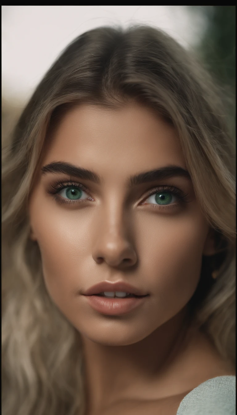 (ultra realista), ( Super detailed ), High resolution (8k), Altamente detallado, La mejor calidad, Ojos verdes hermosos y detallados, better resolution, Ultra detallado, Obra maestra, photography portrait, Cara detallada, Poro facial, mujer joven, Joven muy hermosa, Hermosa joven, Color de cabello rubio trigo brillante, Cabello largo, Ligeras pecas en la cara, pechos enormes, Sombrero de bruja verde con cinta negra, Ojos verde esmeralda, Mirada profunda, Intense Consideration, front facing camera, Eyes fixed on the camera, boca cerrada, realistic lighting (1.1), double eyelidwork, Black mascara around the eyes, fondo oscuro, Ambiente de Halloween, Calabaza, bats, luna.