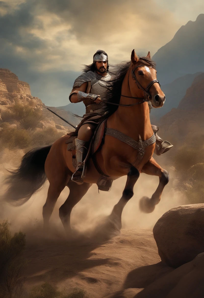 Um lobo forte, fighting enemy cavalry and coming out victorious