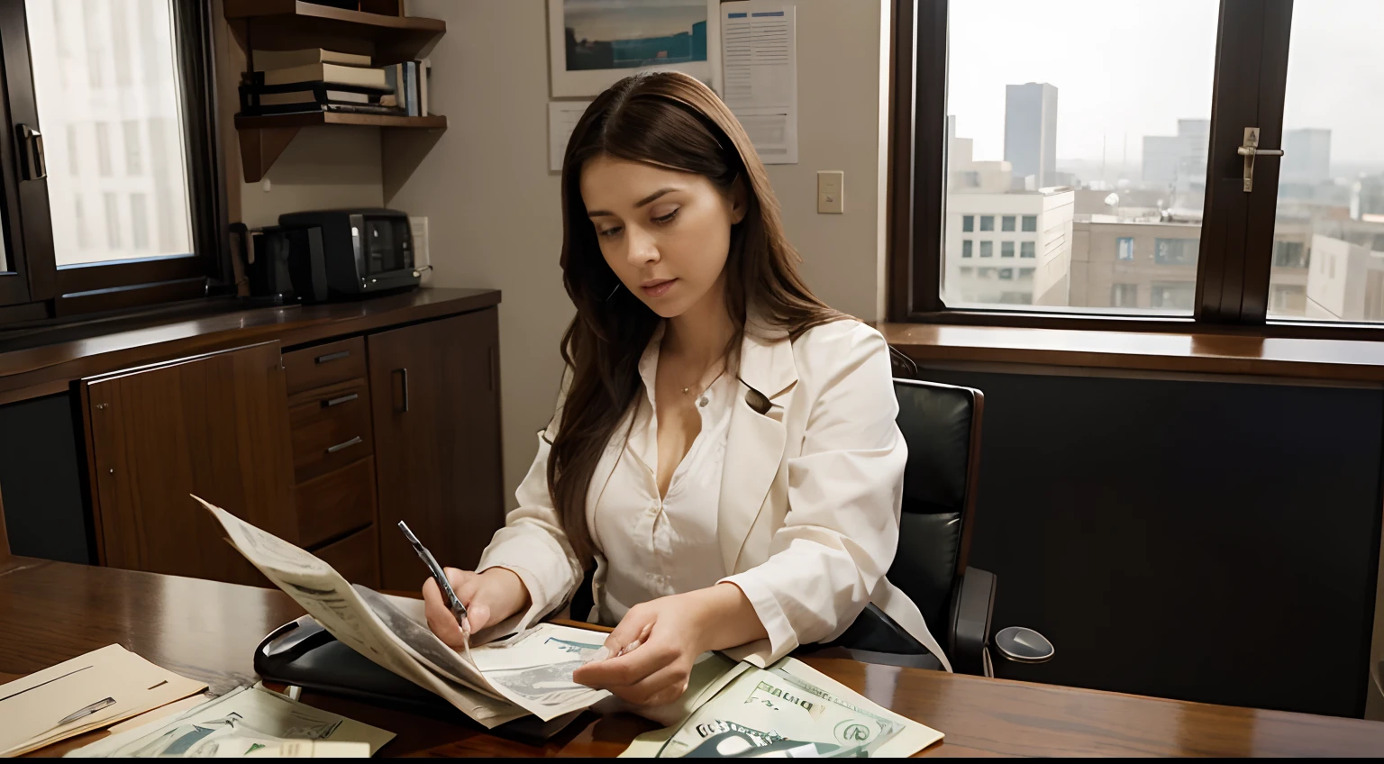 Sarah, though terrified, managed to keep her composure. She complied with Victor's demands, quickly stuffing the briefcase with stacks of bills from her cash drawer.