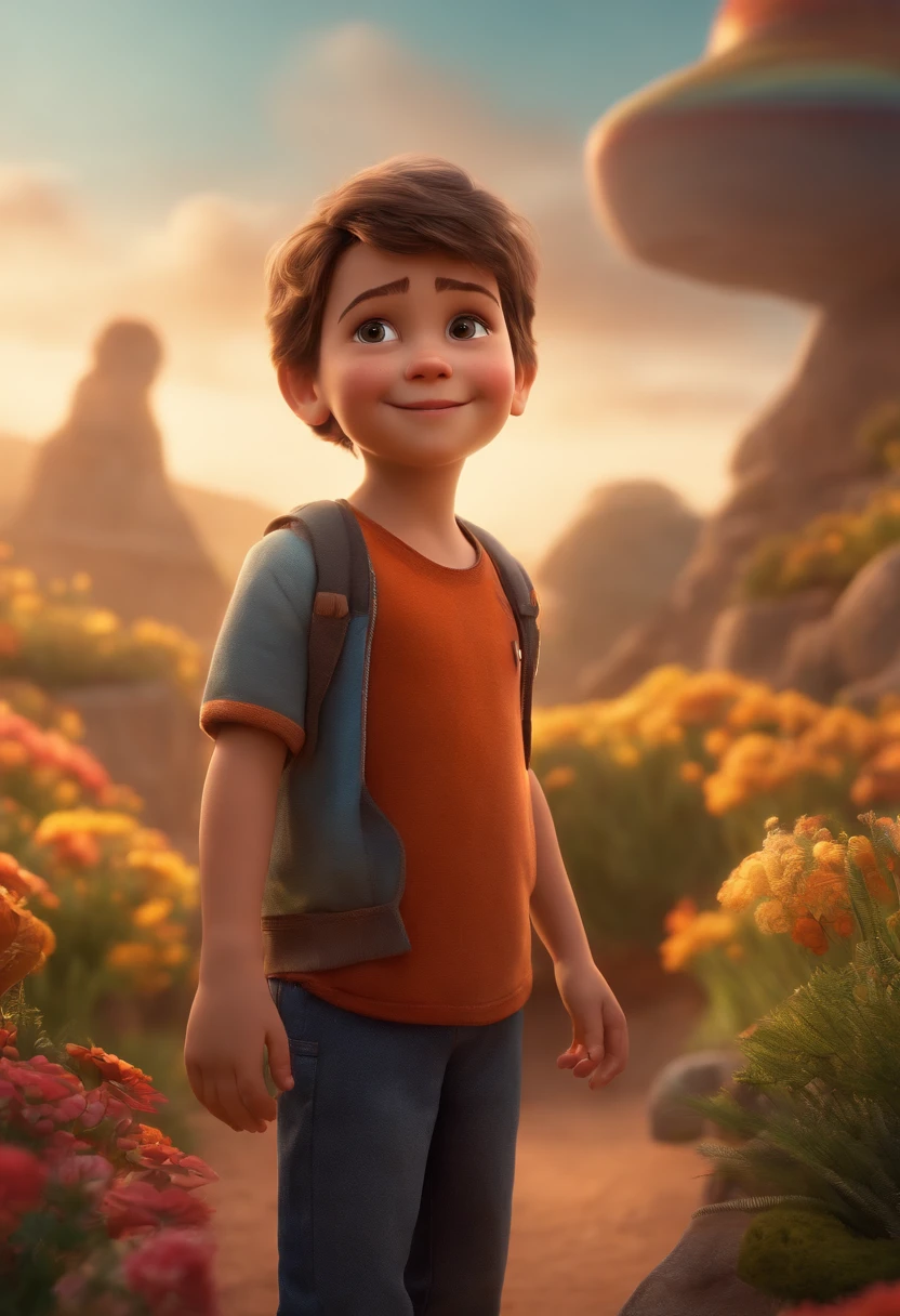 a happy cute standing short hair, vestindo uma fantasia espacial, , fundo branco, barnet, Tom, Estilo Pixar, ....3d, desenhos animados, rosto detalhado, asymmetrical 16k
