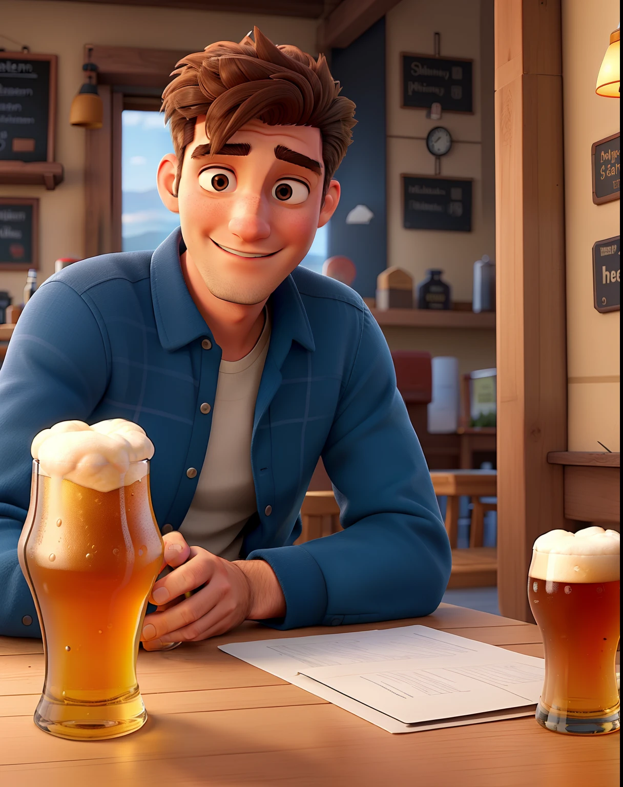 A man in Germany drinking beer and talking German fluent
