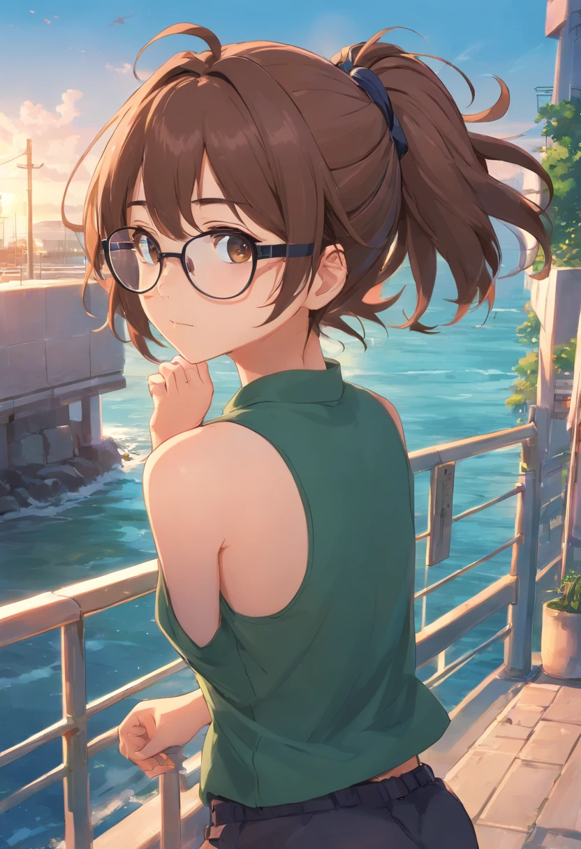 Brown hair tied in messy bun, glasses, Peitos grandes, olhos verdes, orelhas pontiagudas, lo gothic, capuz preto da colheita, Black shorts, Round Eyewear, luvas e meias pretas com rede de pesca, Sardas, Corar, hentai, NSFW, sexual, TRANSANDO, Big , , masculino x feminino, sexo com espectador,