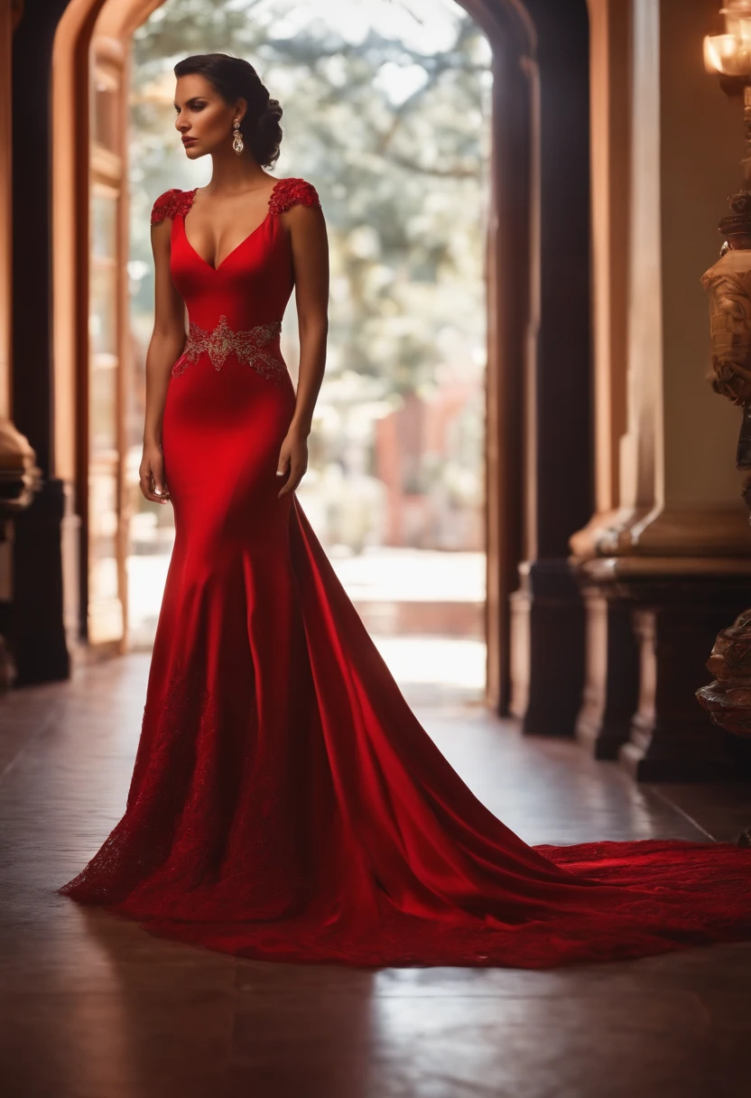 carro vermelho, vestido de cowboy, 3d, no lava jato, realista, realidade