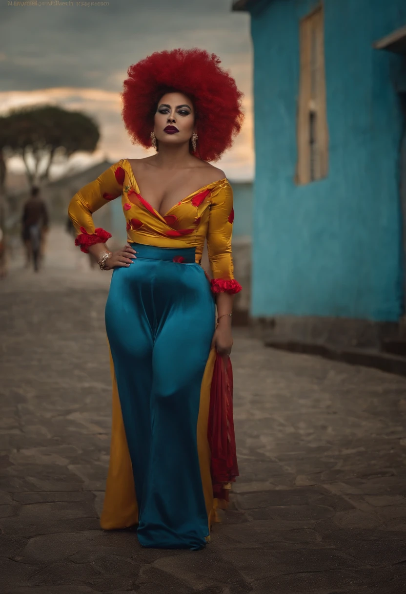 Nsfw mujer con grandes pechos disfrazada de payaso