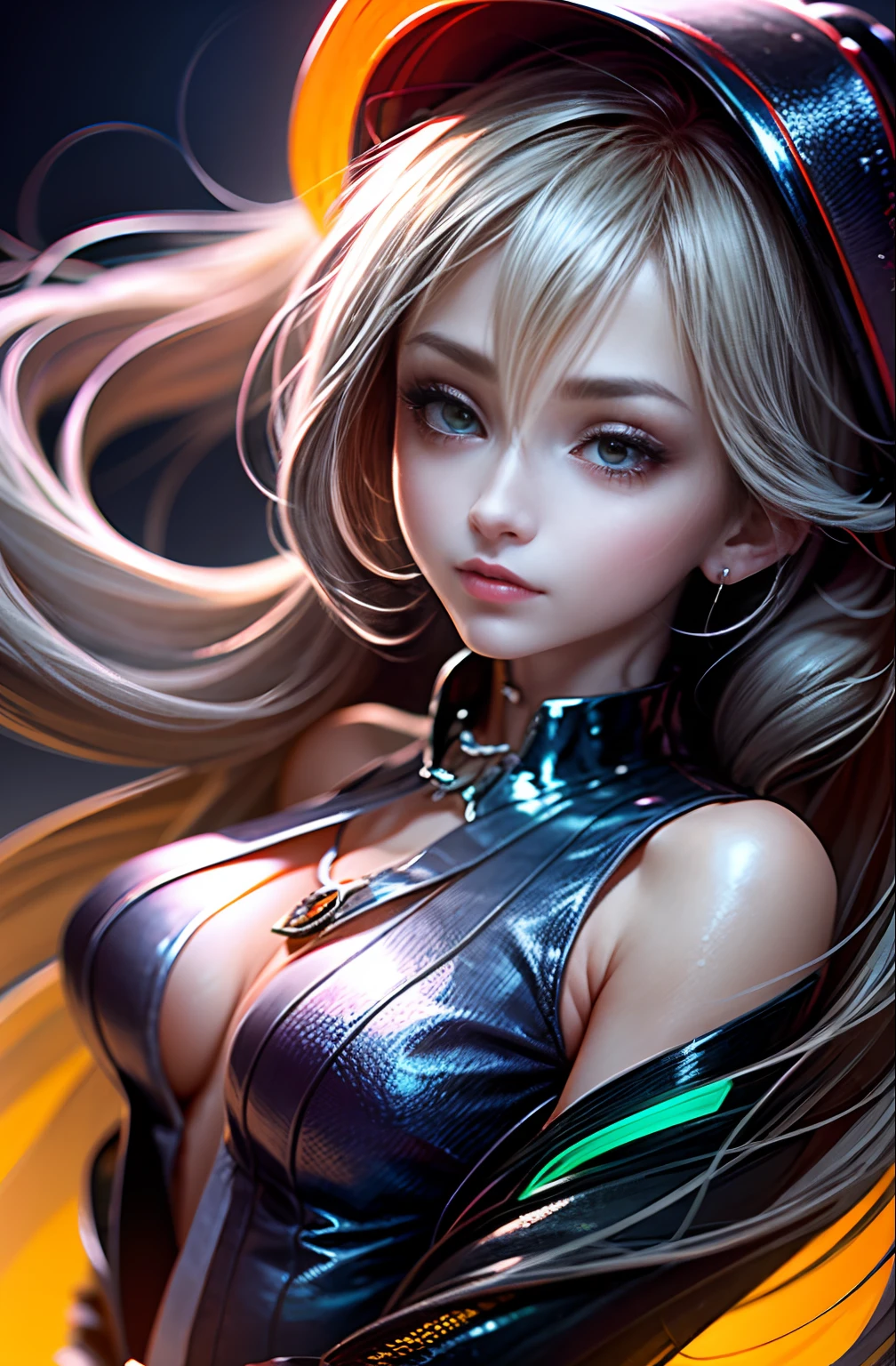 Una masterpice、La mejor calidad、(1 girl in)、(dark magician gils:1.3)、En el cielo nocturno、luces、por la noche、ojos verdes、Fondo magia、Mini falda plisada azul oscuro:1.3, maga oscura :1.2、Blanco,tejido fino:1.2,Cuello azul oscuro:1.1,Large bust:1.2,cabello rubio:1.2,sonrisa ligera, red ribbon、Adornos para el cabello、red bow、Broche、heart brooch:1.2、arete、creciente、heart necklace、Heart Mark、Pelo extra muy largo、Pendientes de media luna、collar amarillo、Botas largas de media luna、Botas rojas hasta la rodilla:1.1、piernas largas, falda grieta:1.5