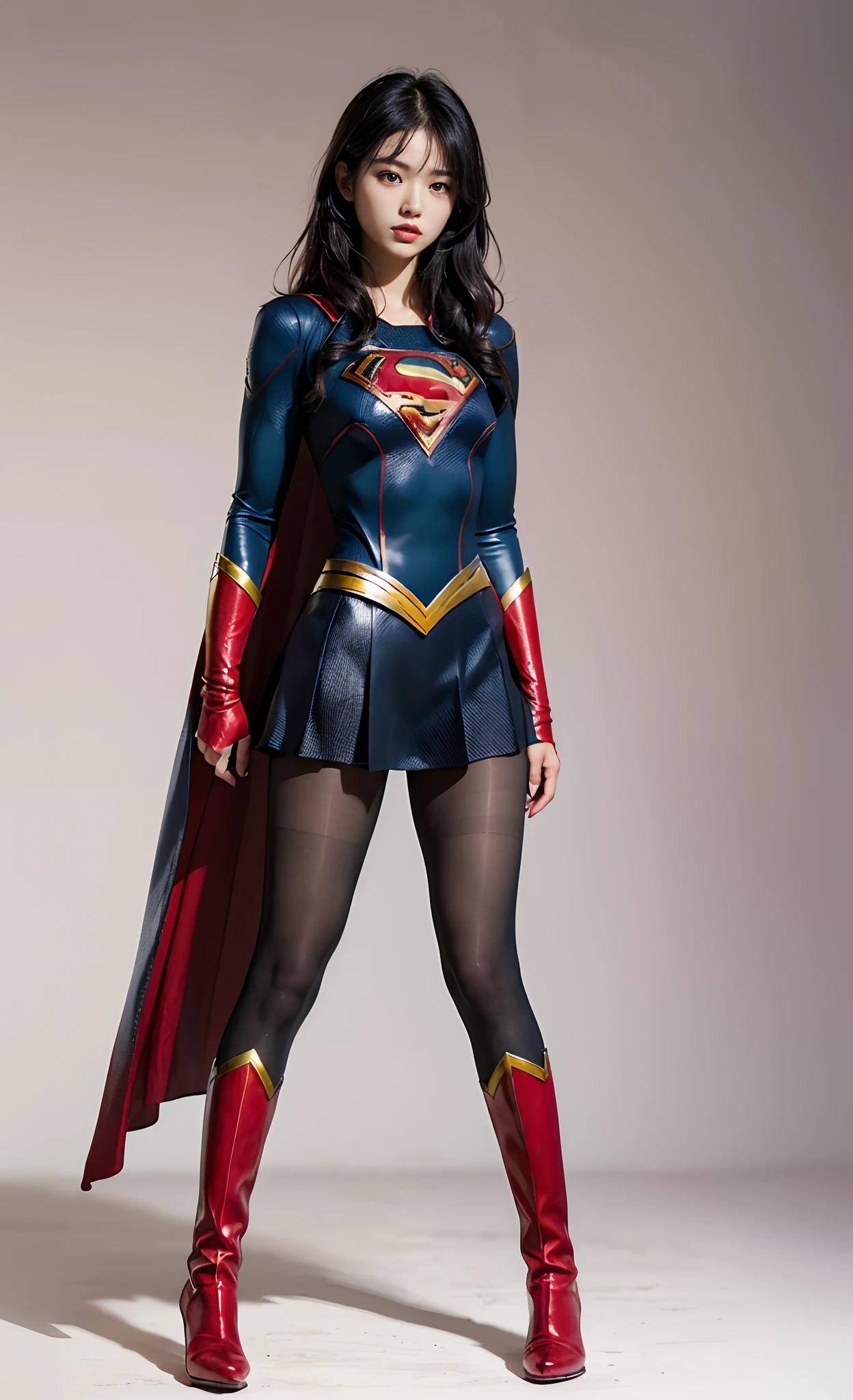 No background、(((Beautiful short haircut)))、(((Beautiful legs in black tights.)))、(((Legally express the beauty of your smile)))、((((Make the most of your original images)))、(((体にぴったりフィットするSupergirl Costume)))、(((Supergirl Costume)))、(((short and beautiful hair)))、(((suffering)))、(((Please wear black tights....、Wear red boots)))、((Best image quality、8k))、((Highest quality、8k、masterpiece:1.3))、(((Preserve background )))、Sharp focus:1.2、Beautiful woman with perfect figure:1.4、Slim Abs:1.2、Wet body:1.5、Highly detailed face and skin texture、8k