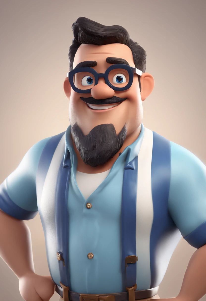 Cartoon character of a man with black glasses and a blue shirt, animation character, Caractere estilizado, animation style rendering, 3D estilizado, Arnold Maya render, 3 d render stylized, toon render keyshot, Personagem 3D, Personagem 3D, 3d rendering stylized, 3 d character render, personagem de desenho animado, Personagem de close up, Pose de personagem,  (Estilo Pixar) (master part:1.2) (Bokeh) (best quality) (pele detalhada) (textura detalhada) (8k) (argila) (Cinematic lighting) (foco nítido
