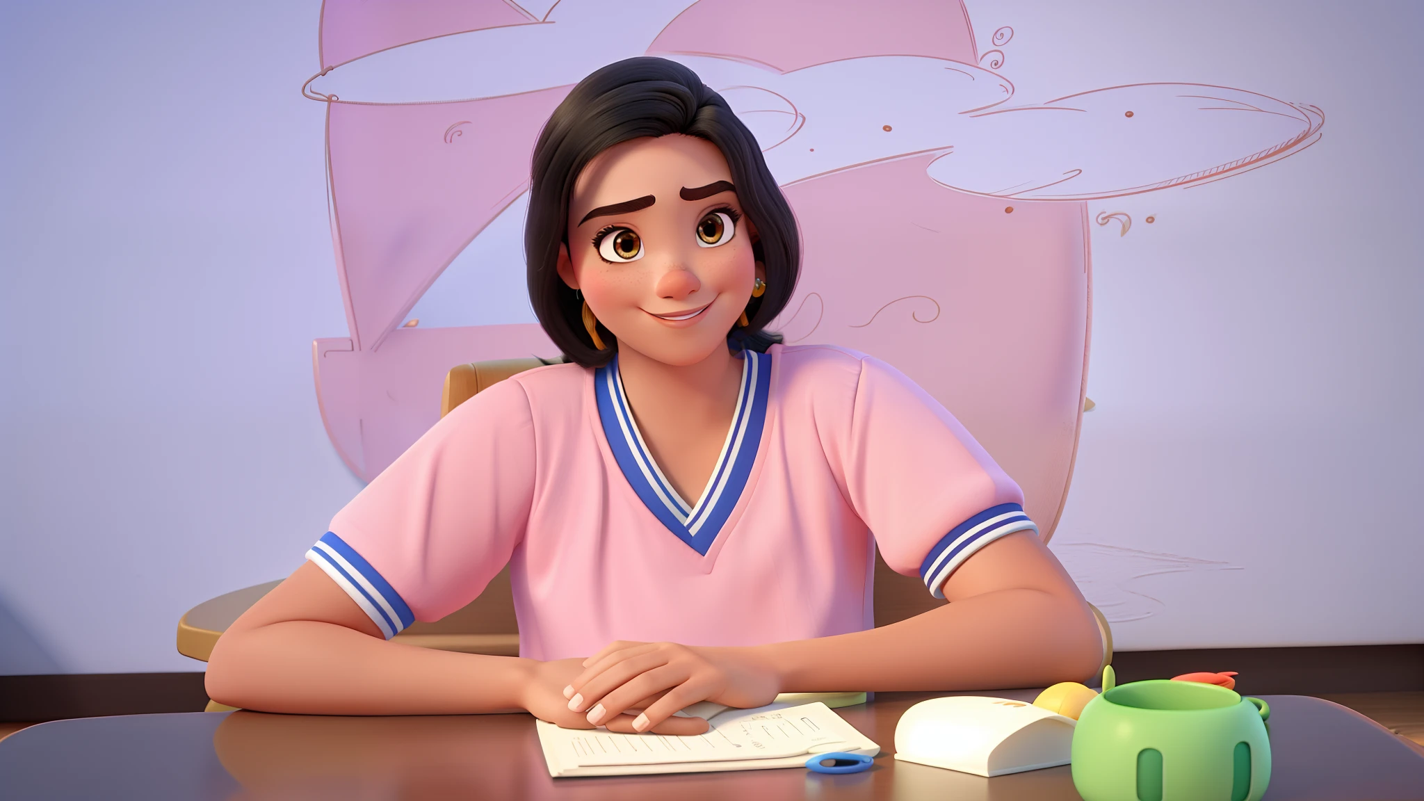 familia estilo disney pixar, pelo morena alta qualidade, melhor qualidade