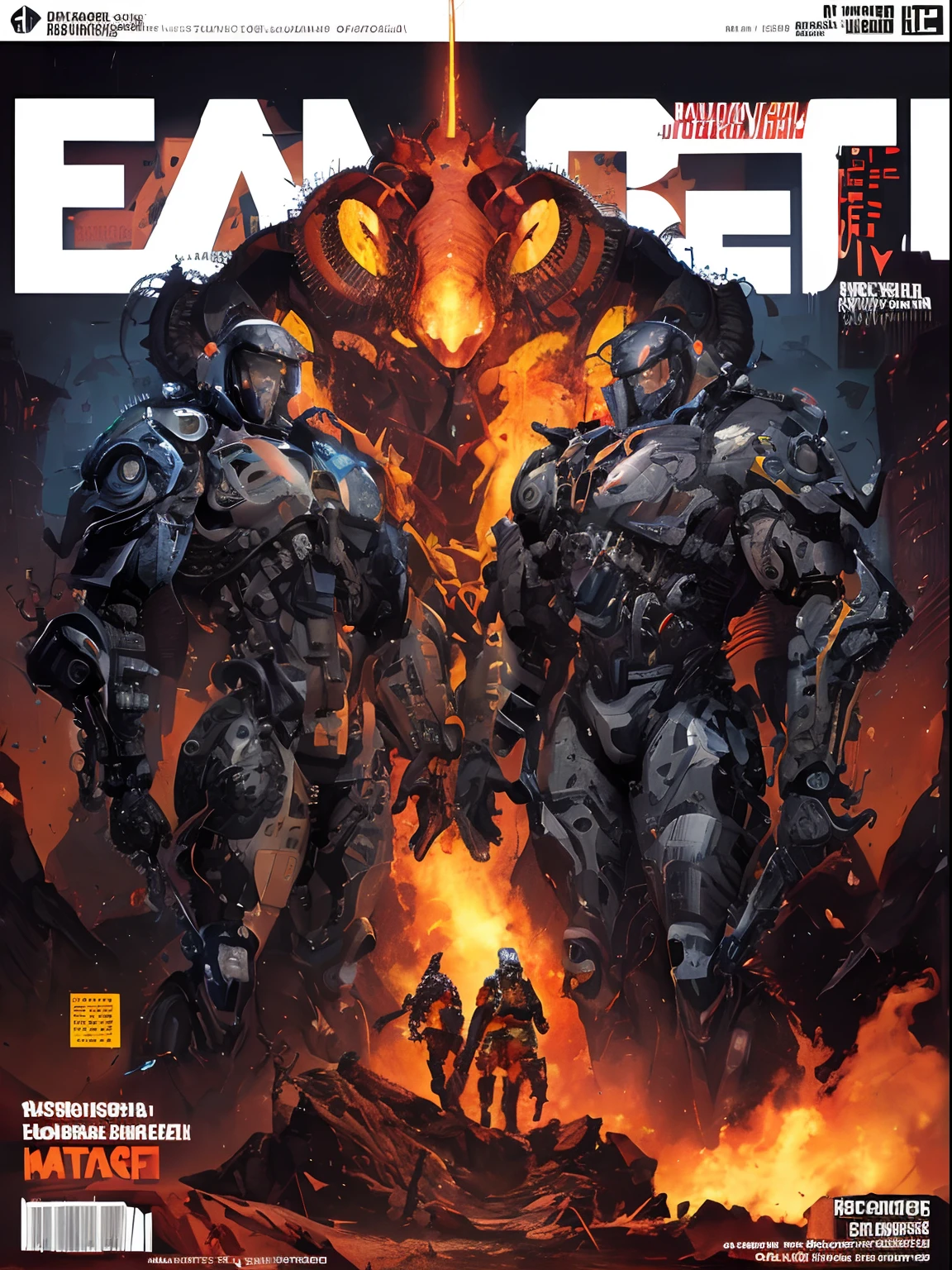 There were four people standing in front of a sign,It says Dream Fire, tactical team in hell, Hellfire background, fps game concept, fps game concept art, fps game, furaffinity!!!!, Furan affinity trends, loadscreen”, 《Doom》Timeless art style, the fire, Fire fighting, Under heavy artillery fire, black fire color reflected armor, furaffinity