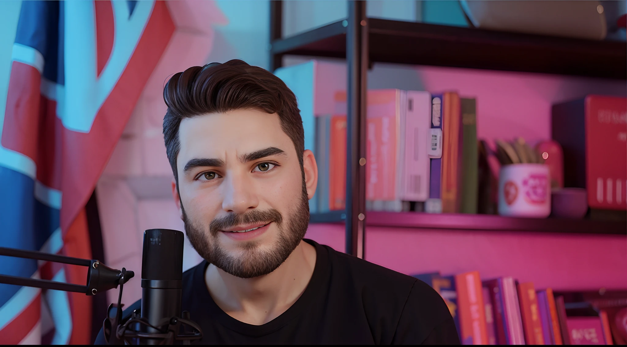 Homem com barba e camisa preta sorri, inspirado em Adam Dario Keel, inspirado por Ion Andreescu, s Hasan, inspirado em Ismail Acar, Borja, youtube video screenshot, Directed by: Adam Dario Keel, Sam Nassour, suave em _ O pano de fundo, inspired by Kristian Kreković, retrato de alta qualidade