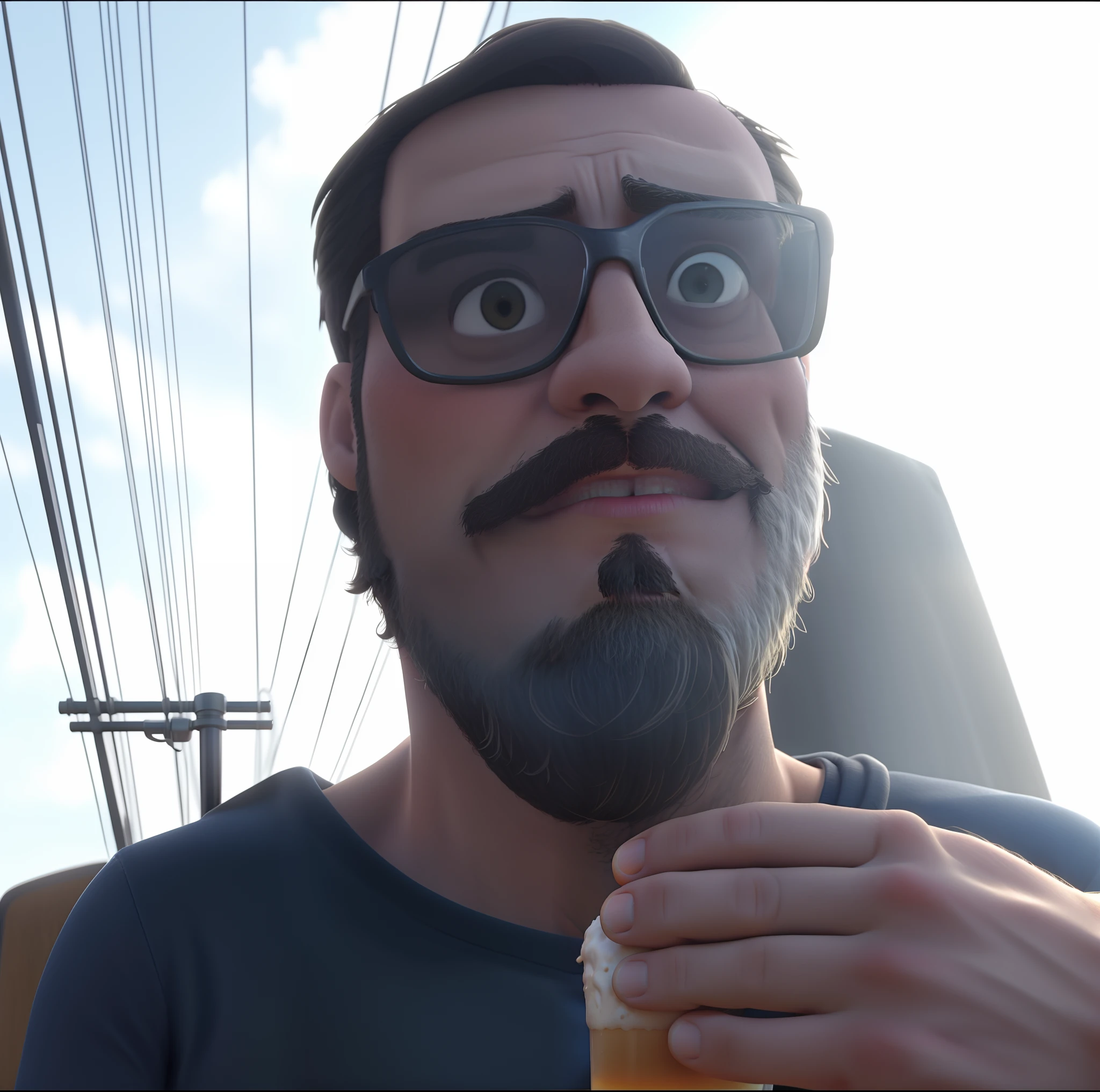 Homem com barba segurando uma lata de cerveja