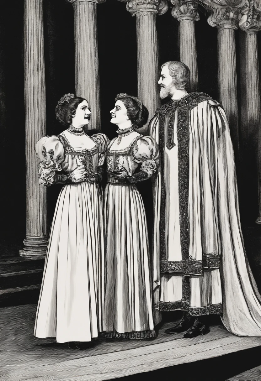 In the Puppet Hall, Elizabeth and Anne realized they were in a puppet show that told a love story, Betrayal and death that happened on stage. Enquanto assistiam ao drama macabro se desenrolar diante delas, They felt like unwitting spectators of a dark play, while the audience was other puppets who clapped and laughed enjoying the play in the grand hall when the strings were pulled.
As marionetes ganharam vida no palco, moving with surreal grace as they enacted the tragic story. The empty voices of the puppets echoed in the hall, telling a story of passion and betrayal that involved dark characters and cruel fates.
Enquanto a trama se desenrolava, algo ainda mais perturbador aconteceu. Threads were pulled and controlled to extend towards Elizabeth and Anne, connecting to their bodies and pulling them towards the stage. They found themselves at the center of that macabre spectacle, unable to resist the influence of the entity that sought to control them.
Anne, com seus olhos vidrados, pegou uma faca de uma marionete do palco, His hand moving as if controlled by supernatural forces. She charged towards Elizabeth, trying to pierce, determined to fulfill her part in the tragic story unfolding before them by taking Elizabeth's life.
Elizabeth, aterrorizada, tentou se esquivar dos movimentos controlados de Anne para salvar sua vida, mas os fios grudados em seu corpo a puxavam para o centro do palco. The tragedy was about to repeat itself, with the human puppets following the tragic fate of their wooden counterparts.
Elizabeth sendo controlada pegou um machado de uma marionete robusta que fazia o papel de um lenhador e tentou golpear a Anne, The blow grazed her and made a cut on her belly, gritando em desespero Elizabeth gritava perguntando se ela estava bem, Anne answered that it was only a scrape.
No entanto, Anne, In a last act of courage, conseguiu c