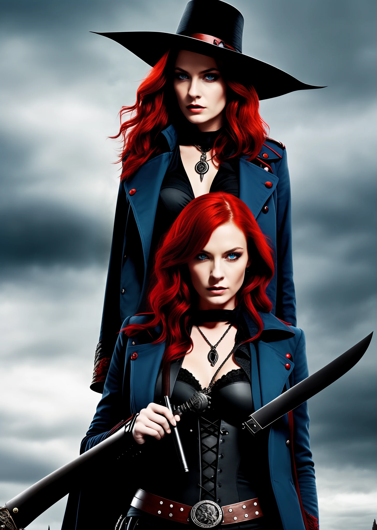 Woman, red head, badass, blue eyes, van helsing