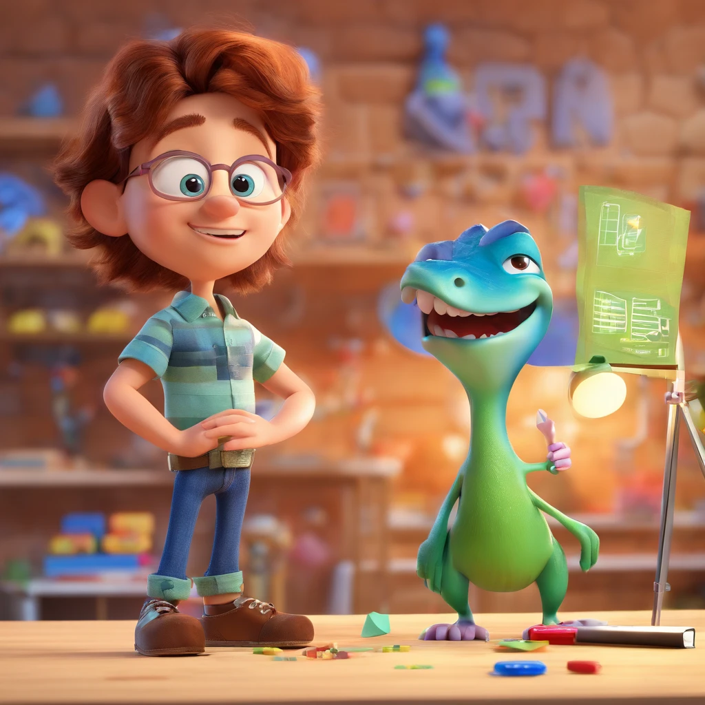 Create a Disney Pixar-inspired poster with the character being a math teacher