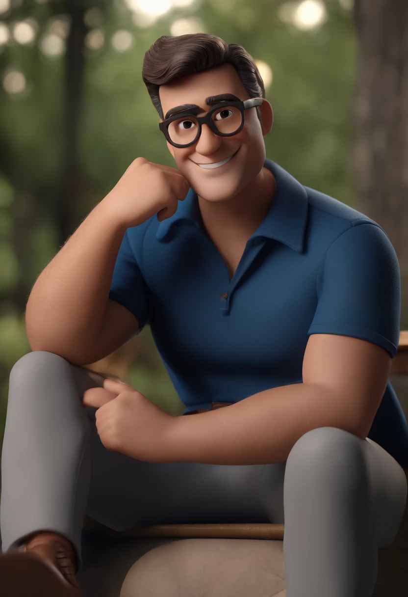 Cartoon character of a man with black glasses and a blue shirt, animation character, Caractere estilizado, animation style rendering, 3D estilizado, Arnold Maya render, 3 d render stylized, toon render keyshot, Personagem 3D, Personagem 3D, 3d rendering stylized, 3 d character render, personagem de desenho animado, Personagem de close up, Pose de personagem, (Estilo Pixar) (master part:1.2) (Bokeh) (best quality) (pele detalhada) (textura detalhada) (8k) (argila) (Cinematic lighting) (foco nítido