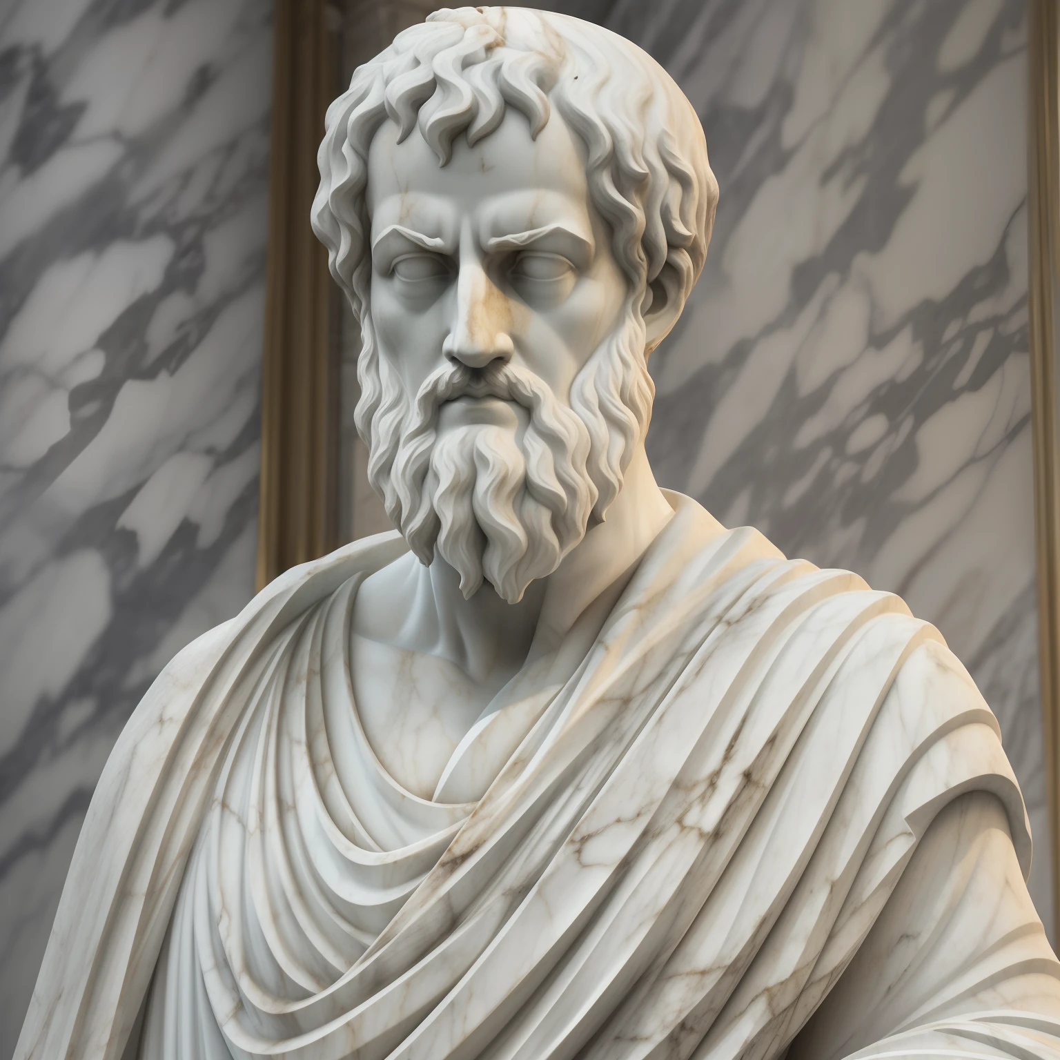A close up of a statue of a man with a beard - SeaArt AI