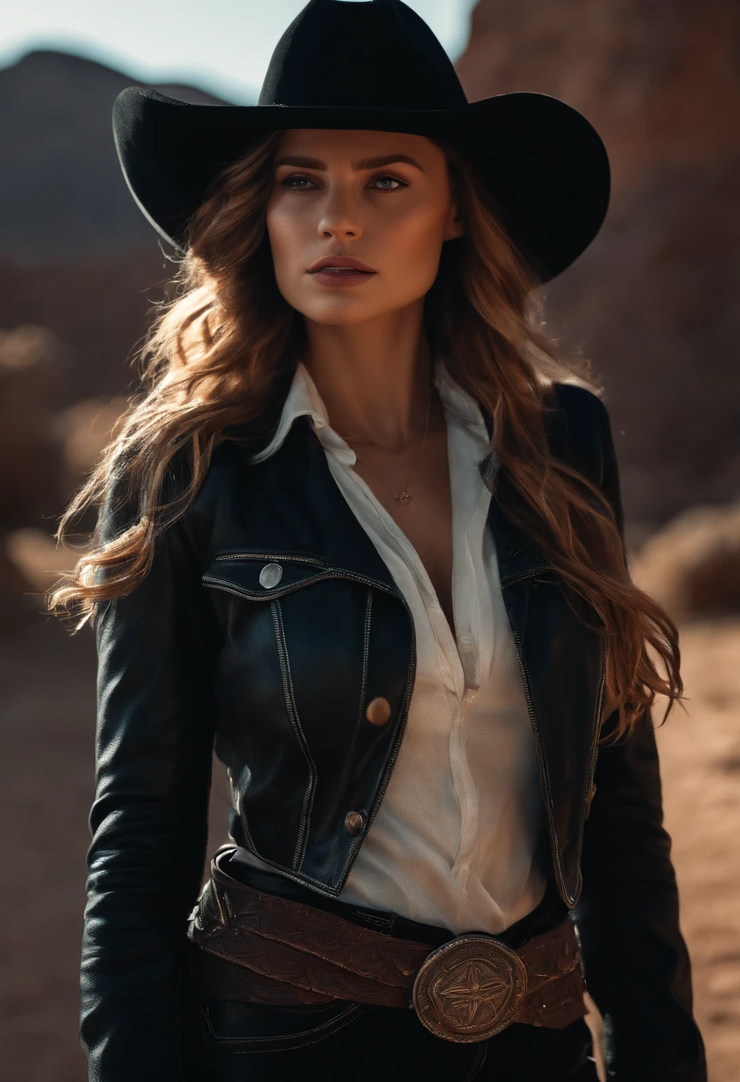 1girl,master part, (8k, best quality, master part:1.2),altamente detalhado,ultra-detalhado,Masterclass,best quality,illustration,Hair_entre_olho,perfect lighting, cowboy shot, cv16,Black jacket