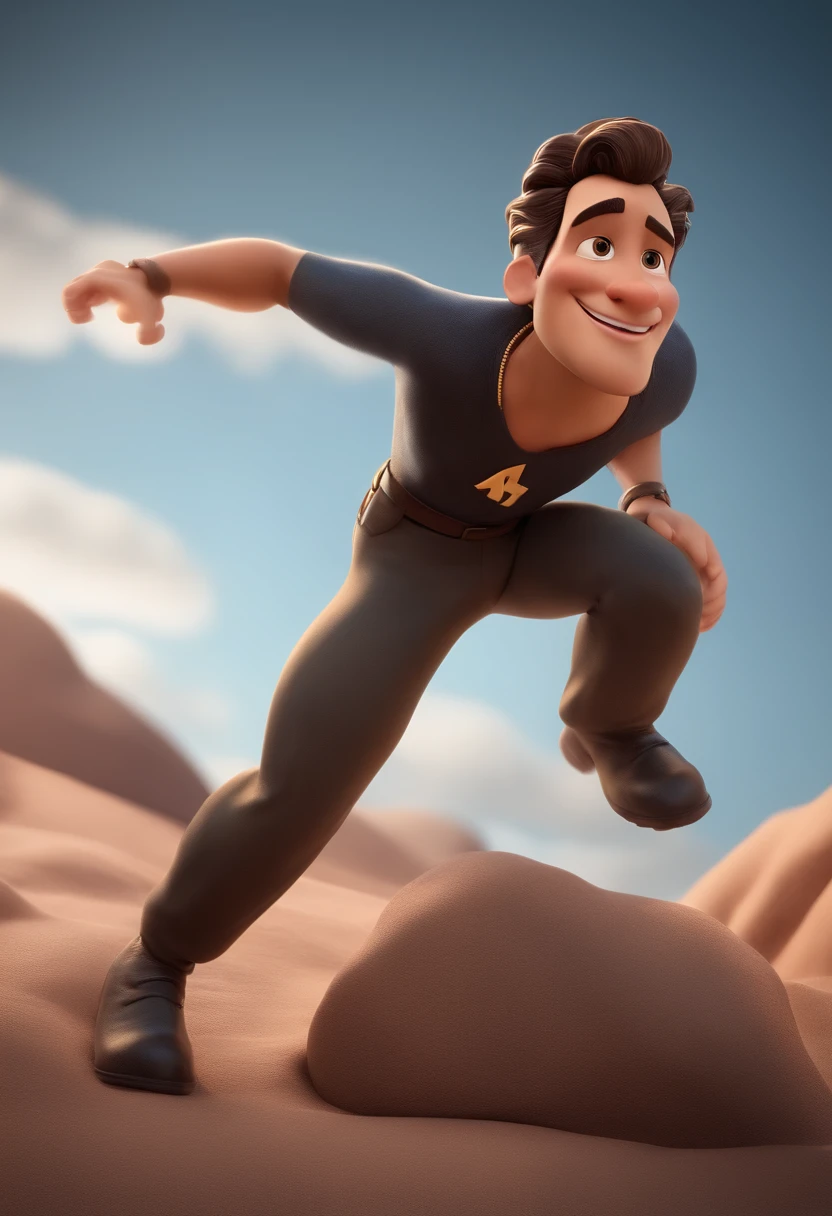 personagem dos desenhos animados de um homem negro cabelo enrolado em cima e raspado do lado olhos castanhos , animation character, Caractere estilizado, animation style rendering, 3D estilizado, Arnold Maya render, 3 d render stylized, toon render keyshot, Personagem 3D, Personagem 3D, 3d rendering stylized, 3 d character render, personagem de desenho animado, Personagem de close up, Pose de personagem, (Estilo Pixar) (master part:1.2) (Bokeh) (best quality) (pele detalhada) (textura detalhada) (8k) (argila) (Cinematic lighting) (foco nítido