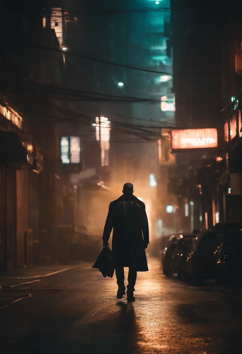Man walking on the street at night, cyberpunk blade runner art, in the cyberpunk city, cyberpunk street, cyberpunk art style, futuristic street, cyberpunk themed art, Detailed Neon Cyberpunk City, Cyberpunk in Cyberpunk City, Cyberpunk dream landscape, in a futuristic cyberpunk city, Cyberpunk City, cyberpunk city street, busy cyberpunk metropolis, futuristic city street, cyberpunk vibe