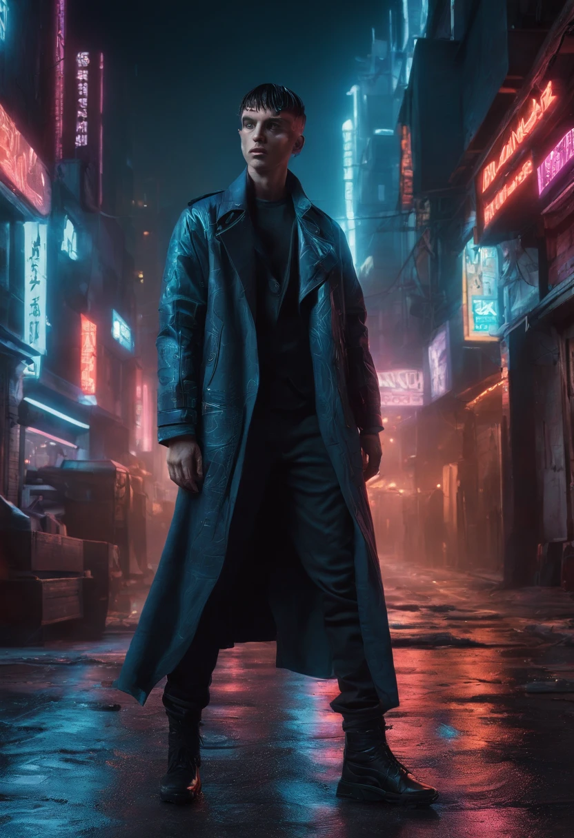Man walking on the street at night, cyberpunk blade runner art, in the cyberpunk city, cyberpunk street, cyberpunk art style, futuristic street, cyberpunk themed art, Detailed Neon Cyberpunk City, Cyberpunk in Cyberpunk City, Cyberpunk dream landscape, in a futuristic cyberpunk city, Cyberpunk City, cyberpunk city street, busy cyberpunk metropolis, futuristic city street, cyberpunk vibe