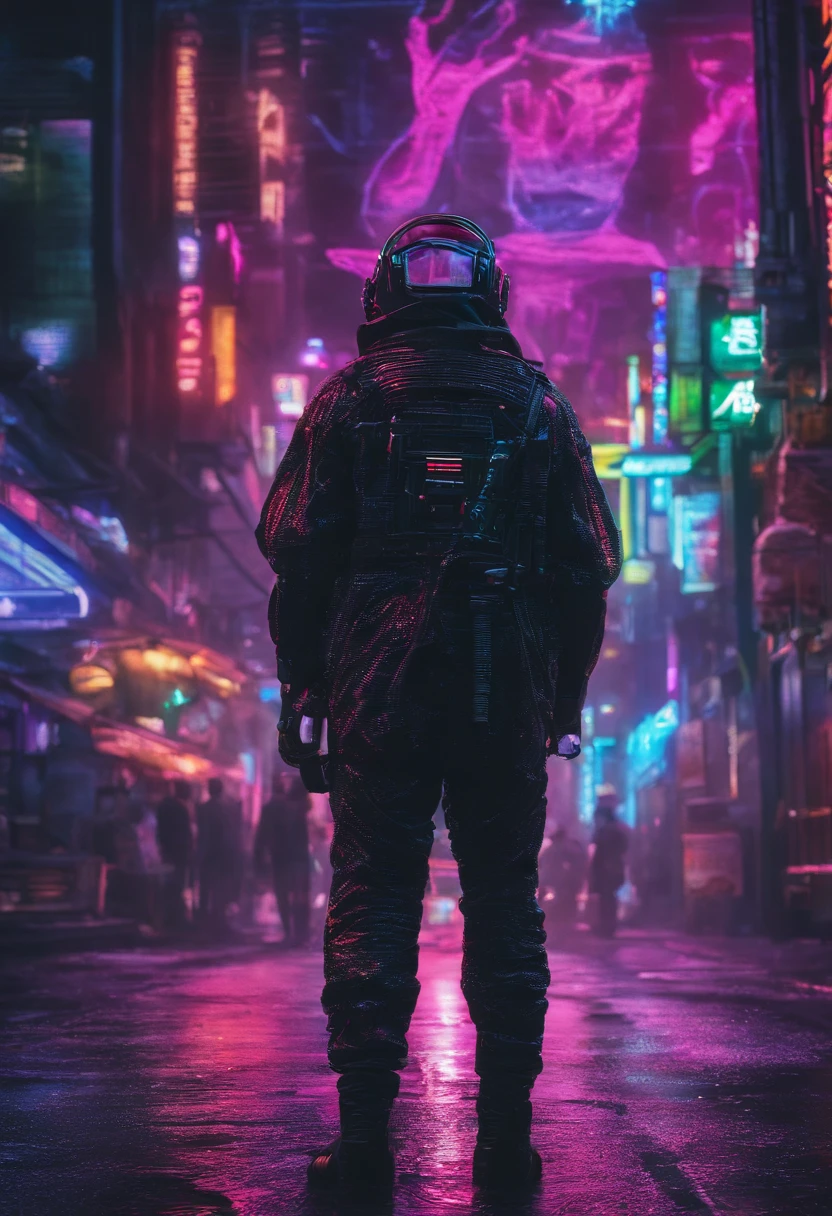 Man walking on the street at night, cyberpunk blade runner art, in the cyberpunk city, cyberpunk street, cyberpunk art style, futuristic street, cyberpunk themed art, Detailed Neon Cyberpunk City, Cyberpunk in Cyberpunk City, Cyberpunk dream landscape, in a futuristic cyberpunk city, Cyberpunk City, cyberpunk city street, busy cyberpunk metropolis, futuristic city street, cyberpunk vibe