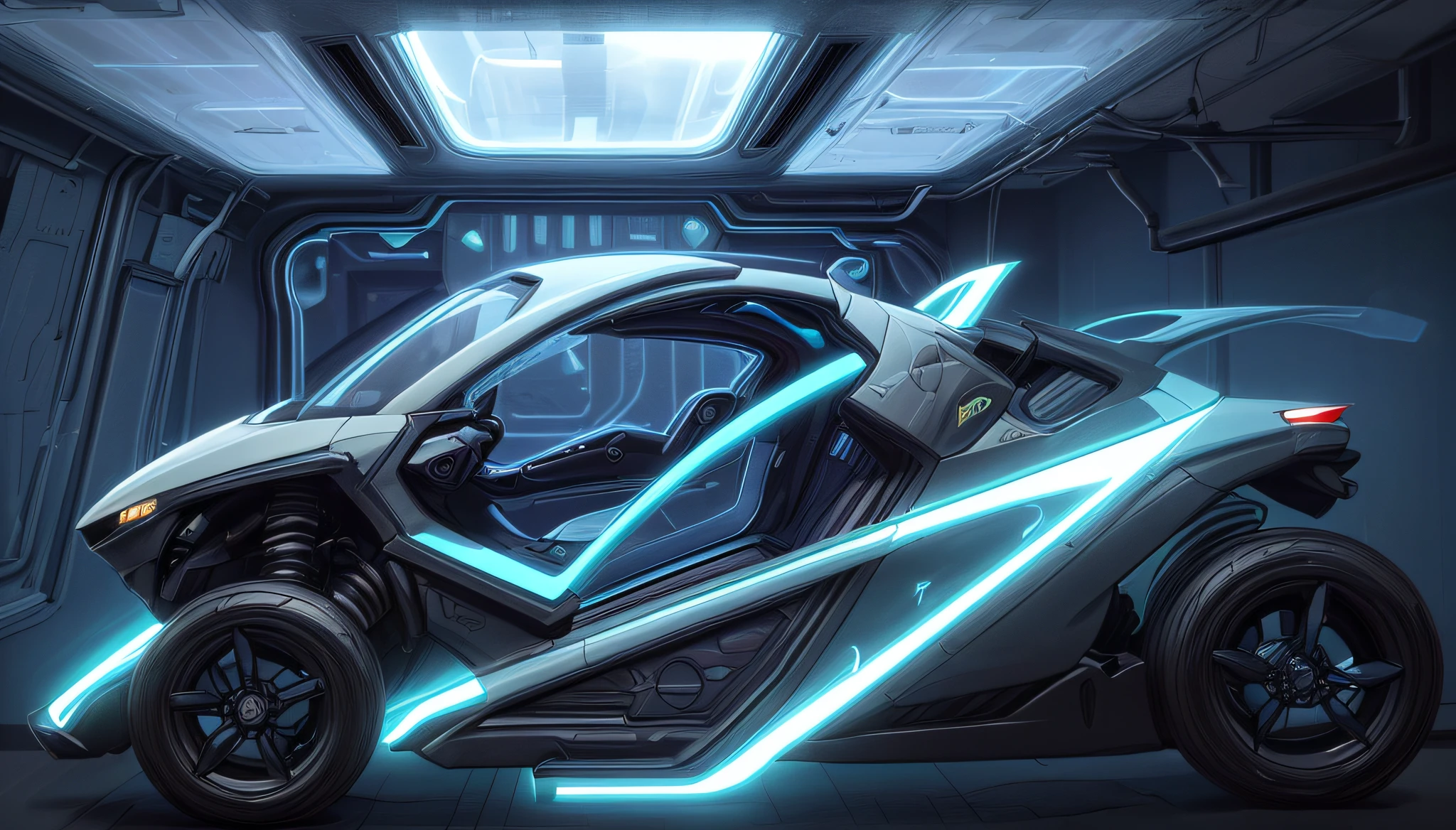 (best quality,4k,8k,highres,masterpiece:1.2),ultra-detailed,(realistic,photorealistic,photo-realistic:1.37),futuristic car,spaceship,oval-shaped design,transparent cabin,reflective body,streamlined aerodynamics,hovering above the ground,sleek and shiny surface,glowing neon lights,high-tech controls,large panoramic windshield,zero-emission engine,electric propulsion system,advanced autopilot technology,integrated AI assistant,speed and efficiency,environmentally friendly,revolutionary transportation concept,innovation at its finest,sci-fi-inspired vehicle,alternative energy source,radical design elements,bold and captivating,transforming the way we travel,seamless integration of technology and aesthetics,blue color scheme with metallic accents,illuminated strips running along the sides,ambient lighting creating a futuristic atmosphere.