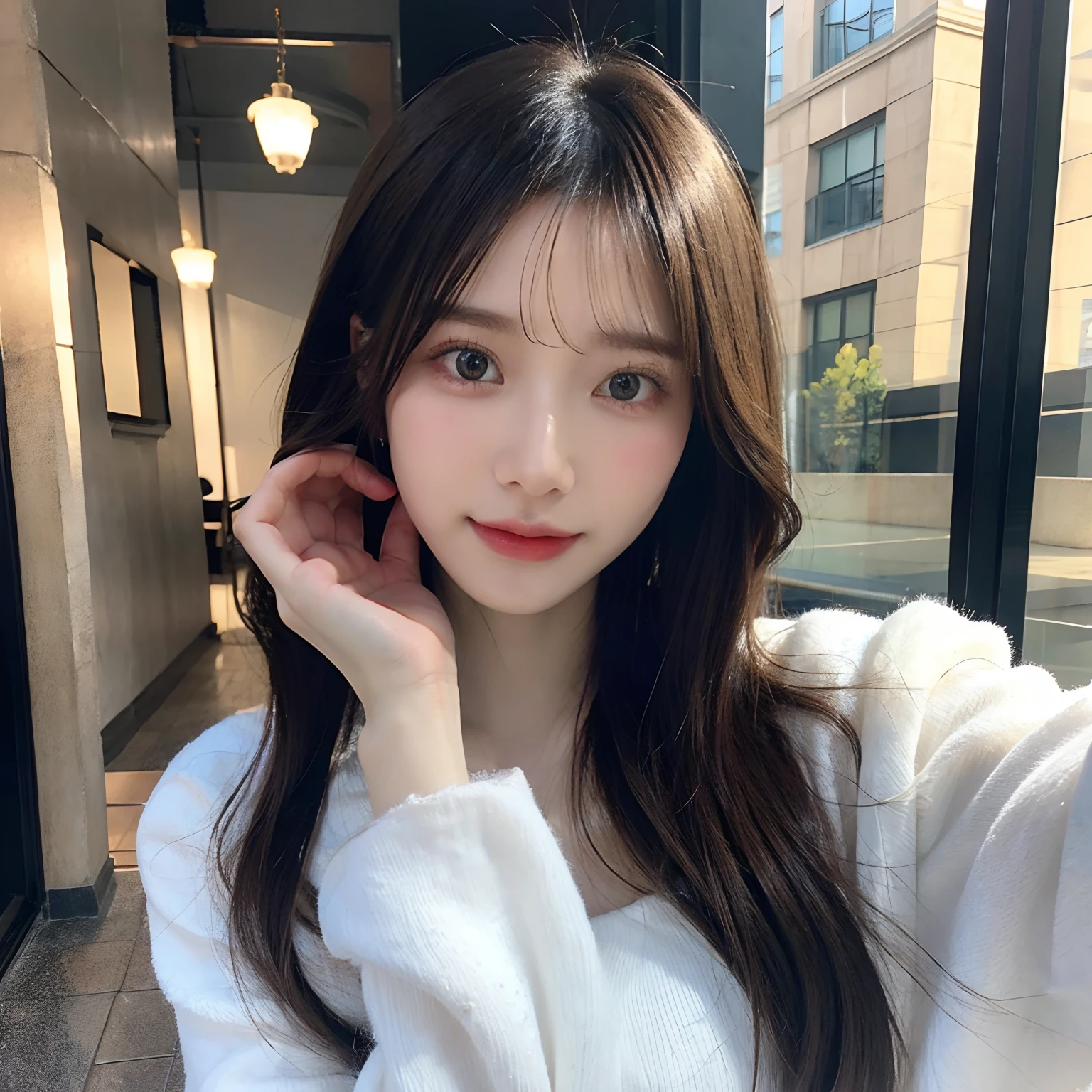 table top, highest quality, figure, super detailed, finely, High resolution, 8k wallpaper, 完璧なダイナミックな構figure, beautiful and fine eyes, woman's fashion fluffy winter clothes,medium hair,small breasts natural color lip, bold sexy pose、20 year old girl、cute、sexy shot looking at camera,RAW photo,anatomically correct body,blur the background,perfect and beautiful face,KPOP idol face,Slim face and body