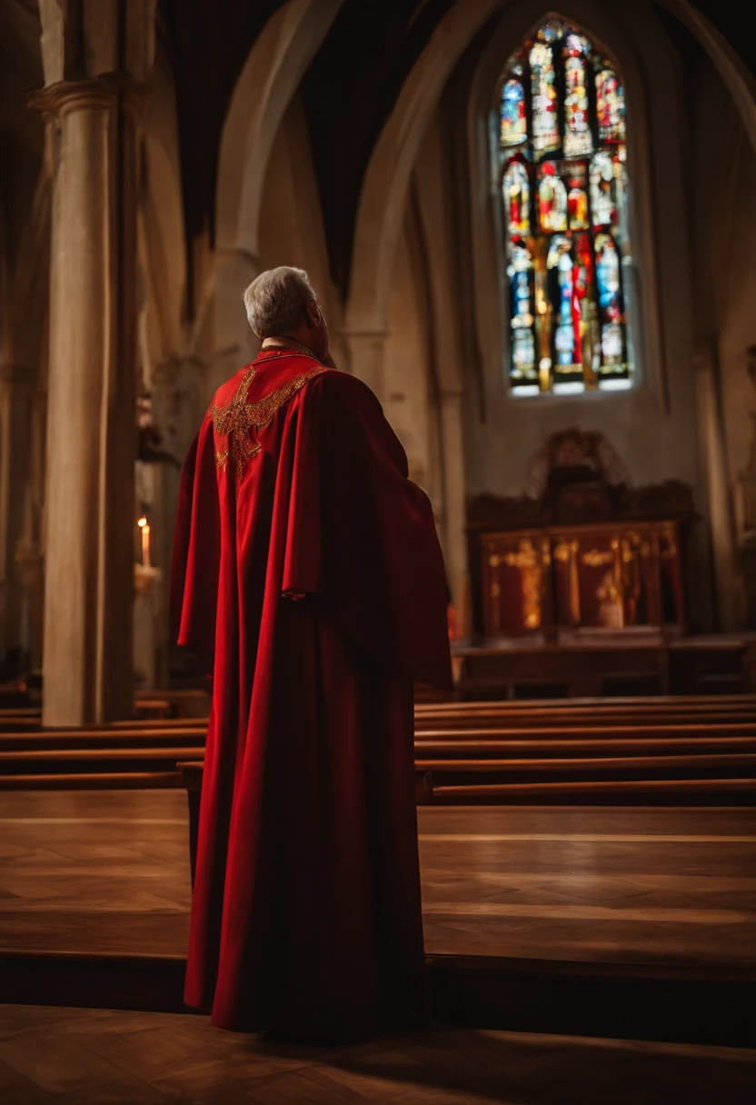 Um padre exorcizando na igreja