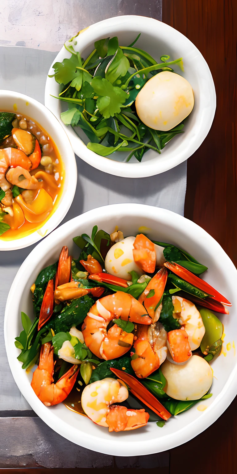 Bao et crevettes plat beau apaitisan couleurs réaliste 8k