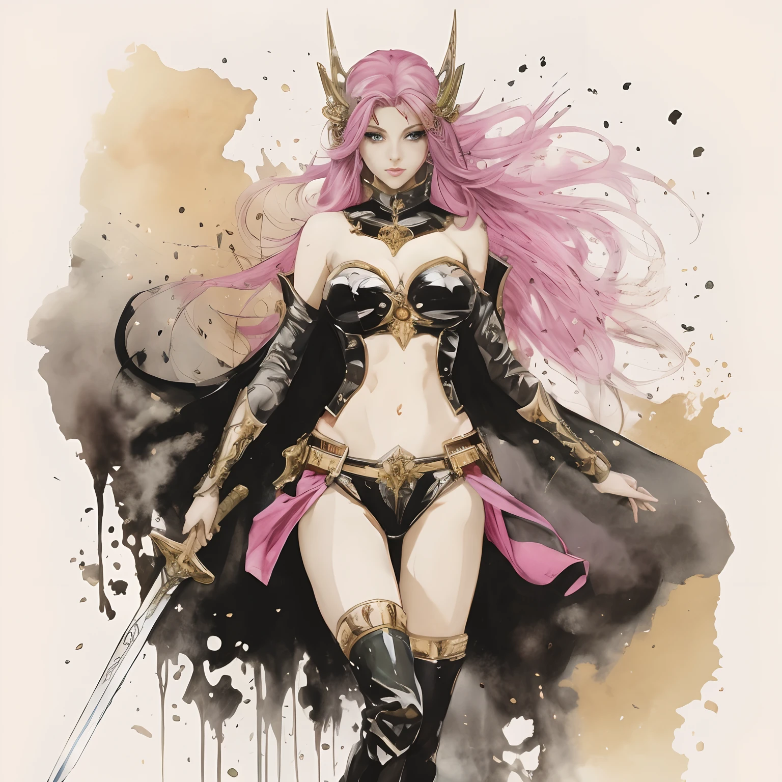 a beautiful woman with pink hair and a sword, beautiful eyes, perfect face, jean-sebastien rossbach, knights of zodiac girl, artgerm and rossdraws, krenz cushart and artgerm, anime fantasy illustration, anime fantasy artwork, portrait knights of zodiac girl, inspired by rossdraws, rossdraws 1. 0, artgerm style, artbook artwork