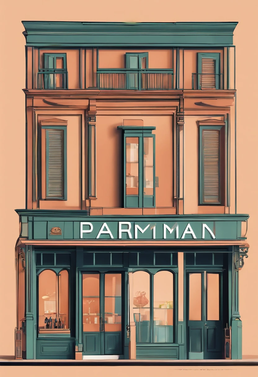 Pixar 3D style Faxed from a simple and small modern style women's perfume store with light colors during the day called Parfumania