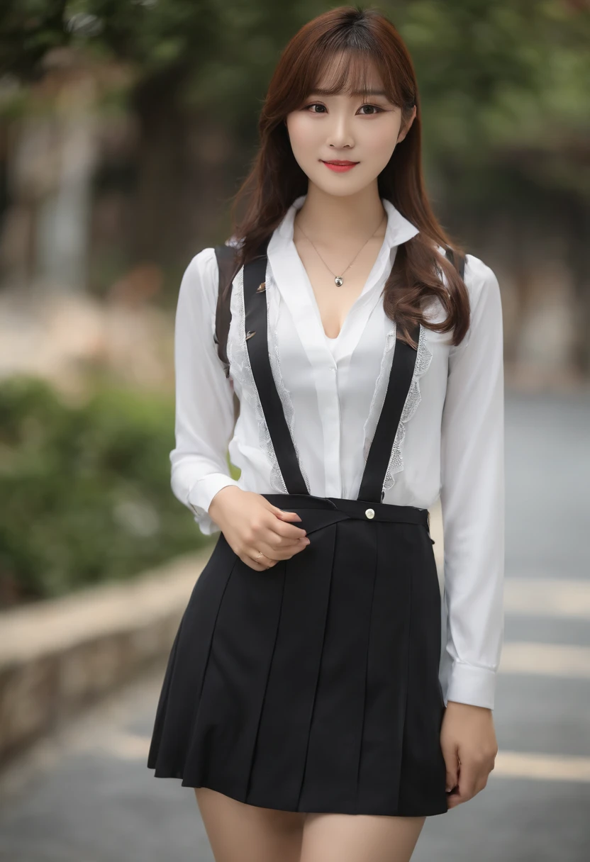 beautiful Korean women,Gilet blanc、very Bigger breasts、jpn、girl、Black miniskirt、Plump calves、full body Esbian、Bedroom、eye glass、erotic look、drools、Black bra、Open valley