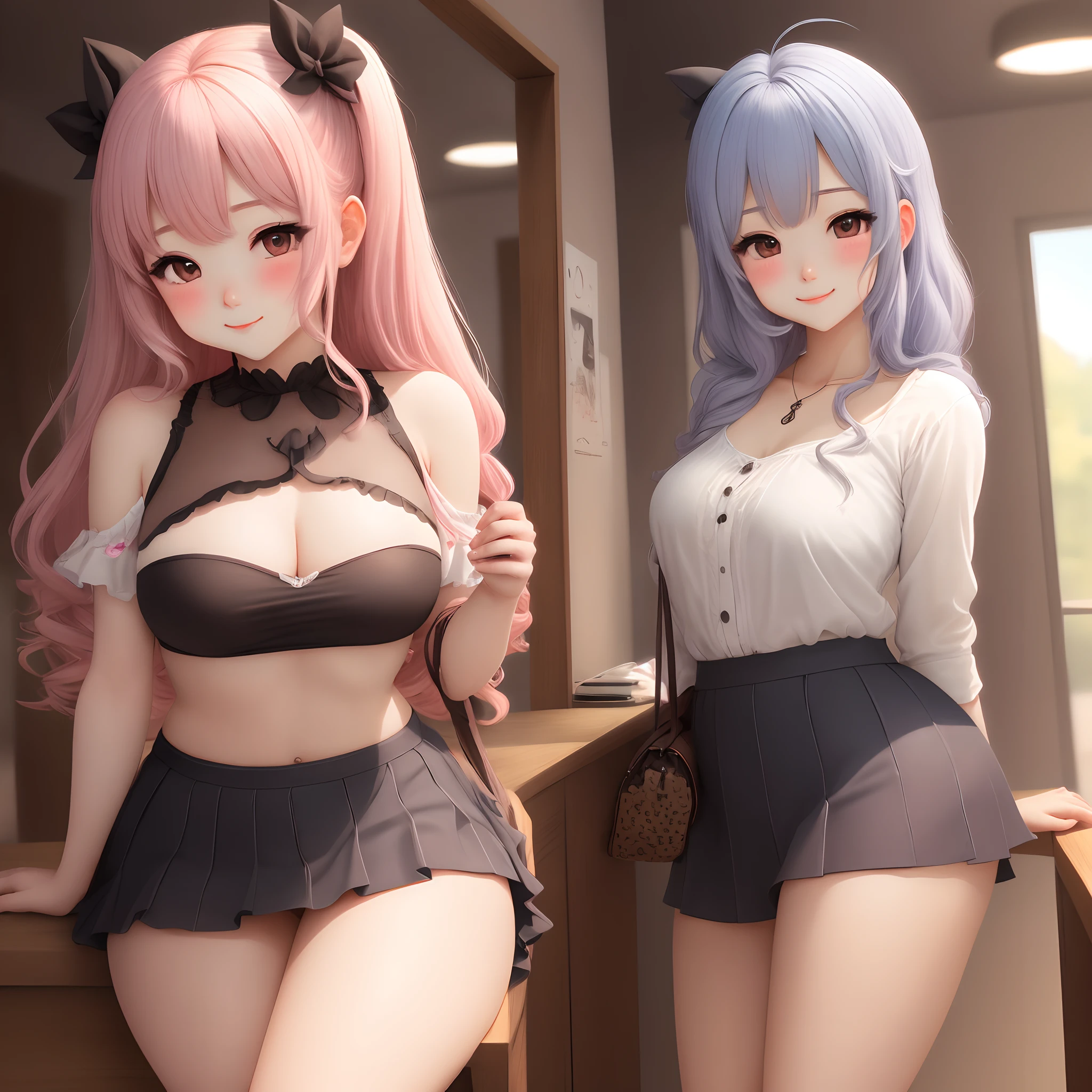 a beauty girl thighs thighs thighs thighs Panchira a miniskirt low angles Good style kawaii 2-dimensional Longhaire Clear department seductiv Shy face red blush