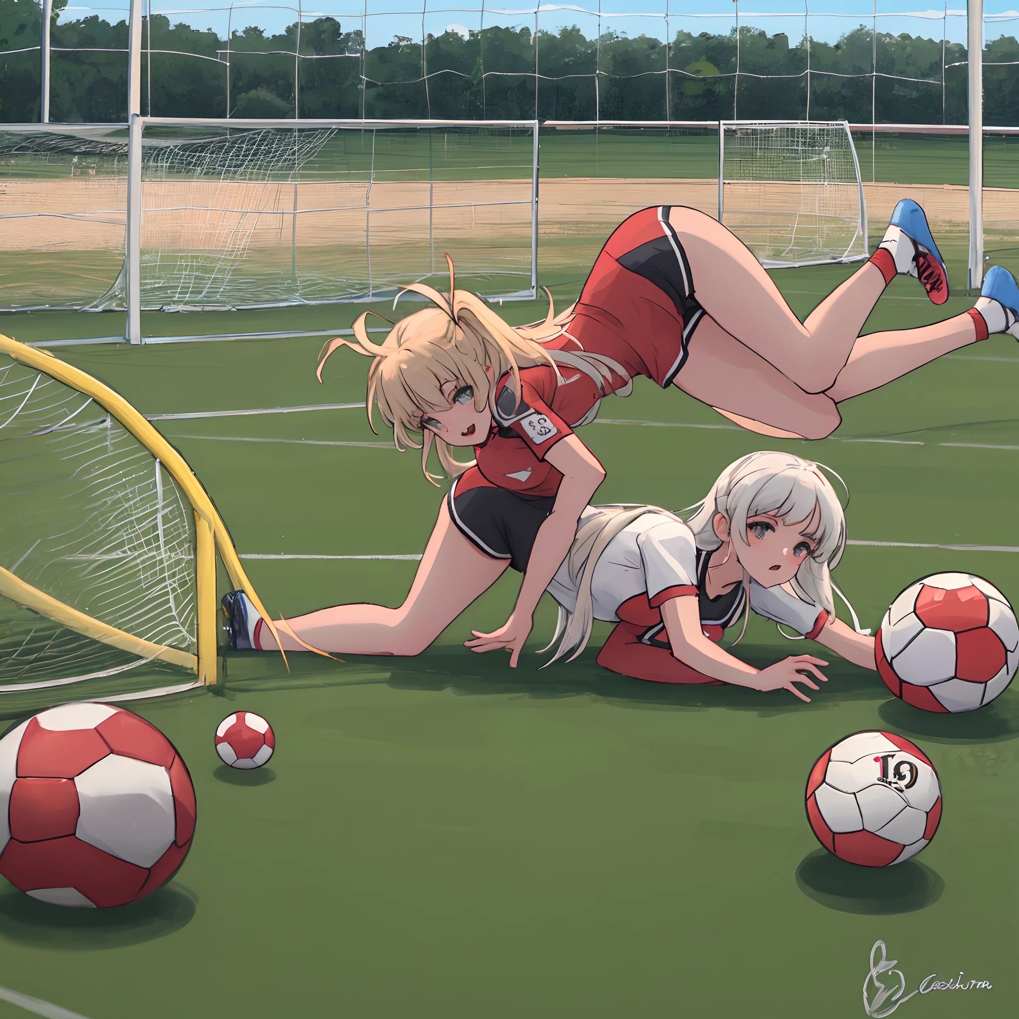 Gostosa de calcinha no campo de futebol