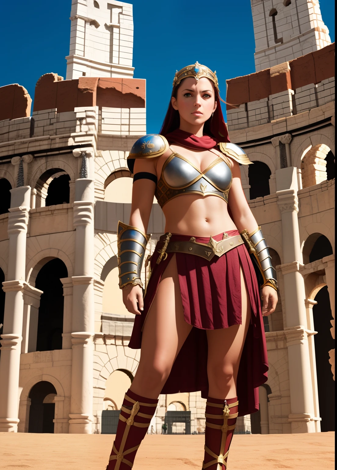 (best quality, 10k, high-resolution, masterpiece:1.2), ultra-high detailed, (photo-realistic:1.37), ((best quality)), ((masterpiece)), ((NSFW)), ((young 20-year-old Christina Ricci)), ((ruby red lips)), ((super sexy female Roman Centurian)), ((skimpy ultra-tiny sexy Centurian uniform)), ((full body)), ((no panties)), ((belt around waist)), ((in ancient Rome)), ((Roman Cecturian's helmet)), ((in a full action scene)), ((super shiny high gloss well oiled sweaty skin)), ((no panties)), ((naked vagina and breasts on display)), ((photo-realistic vagina on display)), ((fully naked))