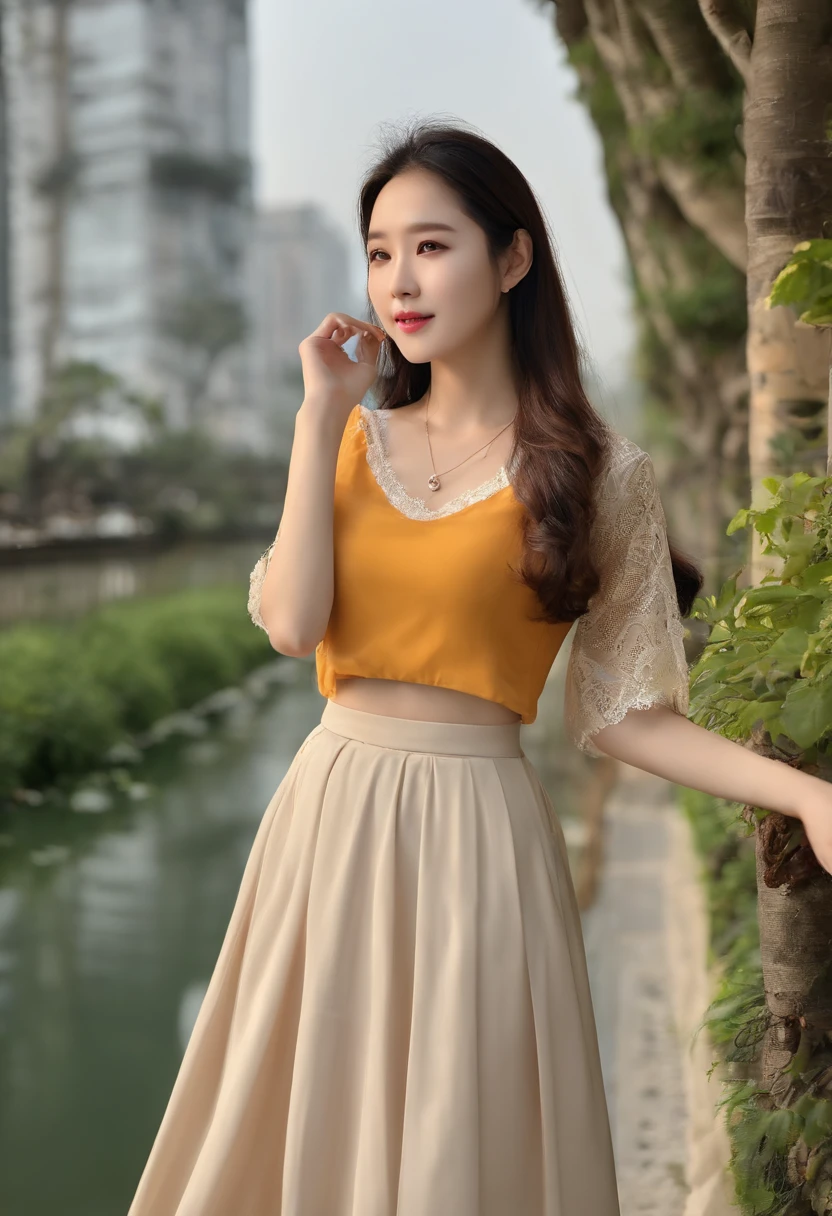 beautiful Korean women,A JK skirt with a wet T-shirt and a light mature long skirt,full bodyesbian,Slim figure,Oversized bust,slender girl,18 years old girls,ChineseGirl,The T-shirt was torn,Expose the upper part of the chest,Gilet blanc, Lace clothes