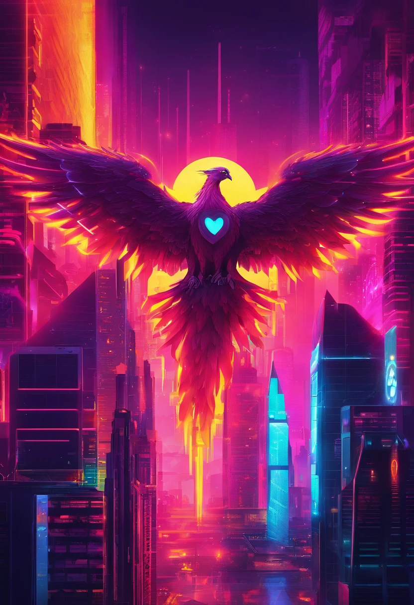 Phoenix with a heart on its wings