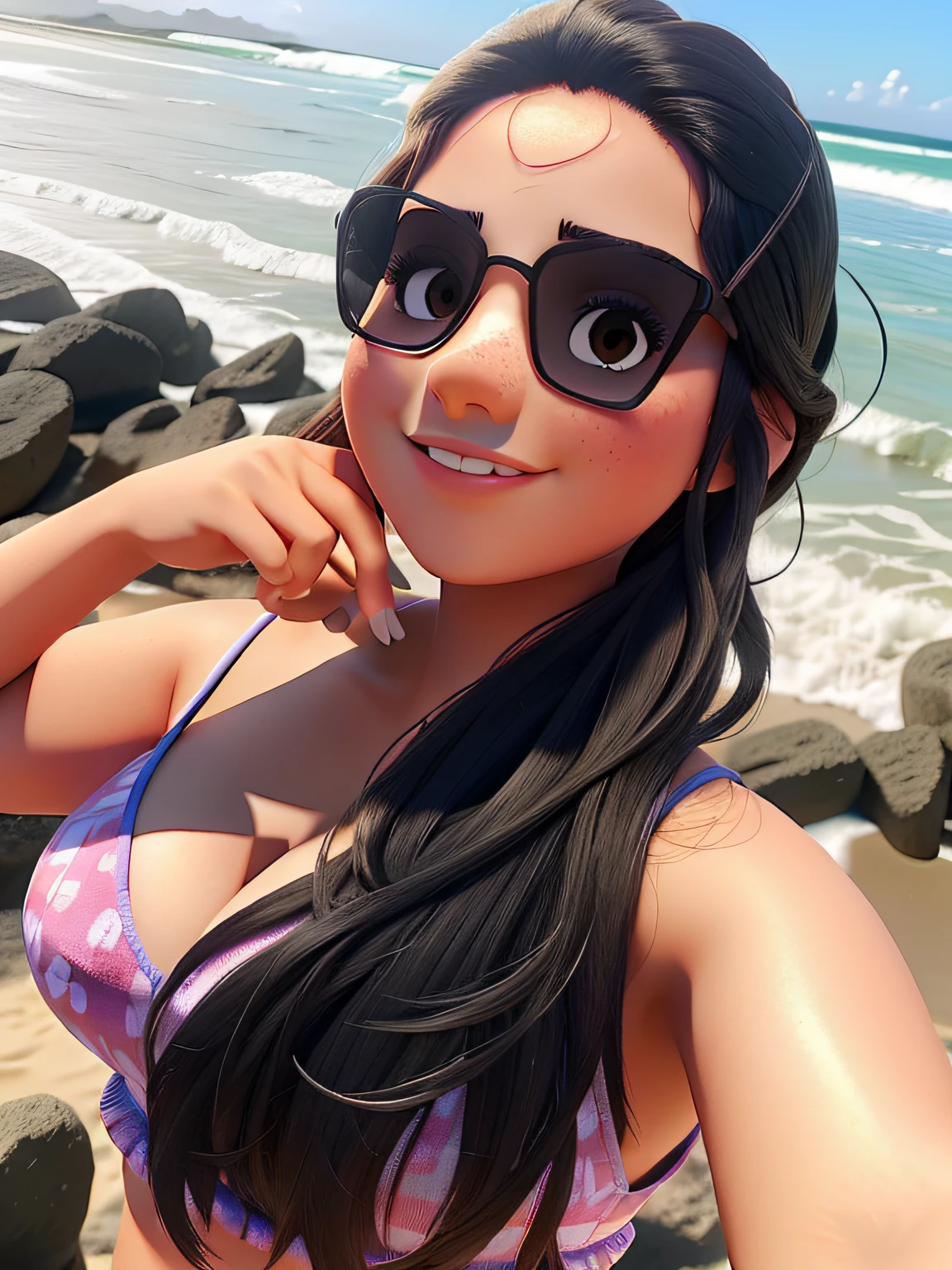 jovem morena na praia