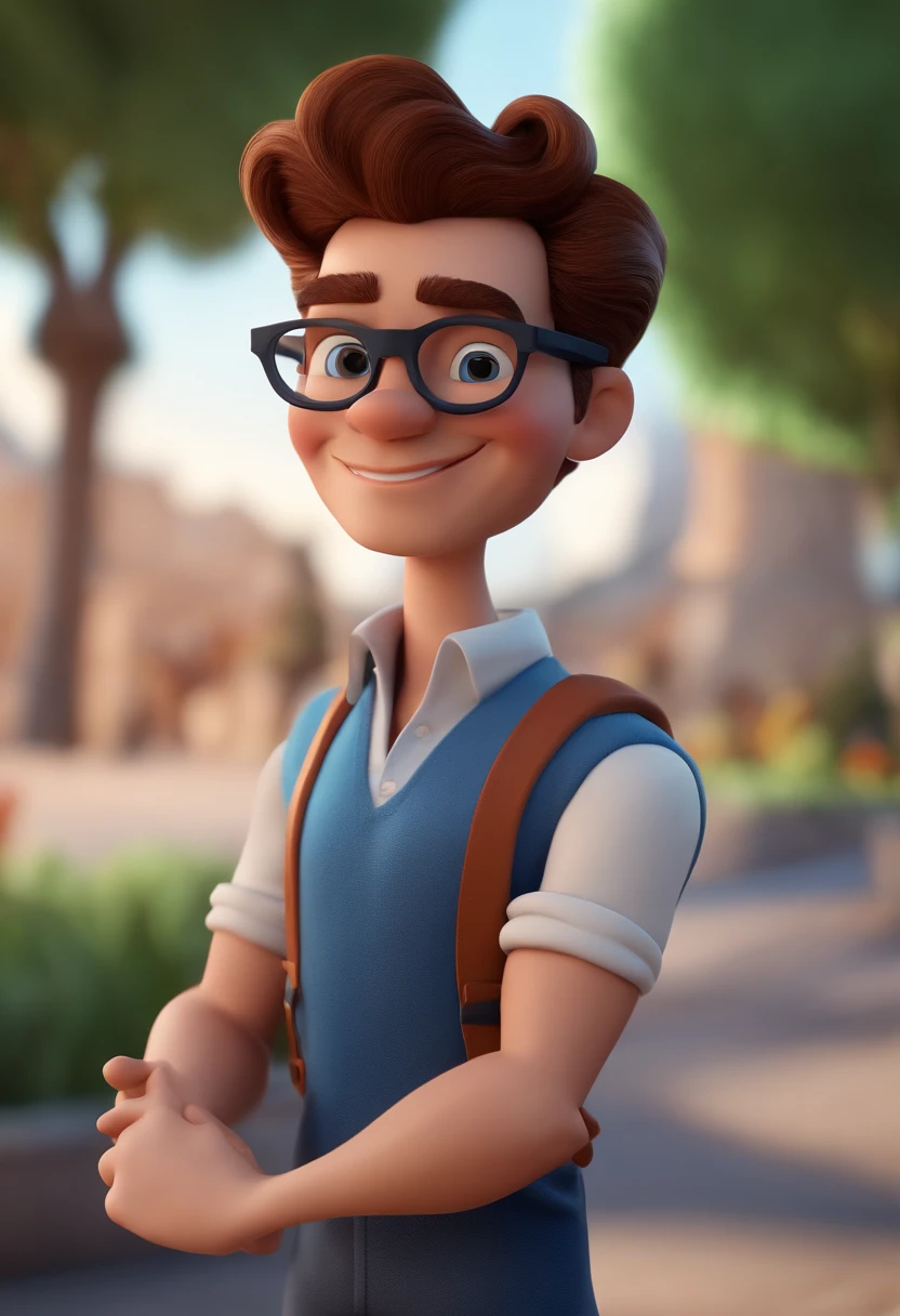 Cartoon character of a man with black glasses and a blue shirt, animation character, Caractere estilizado, animation style rendering, 3D estilizado, Arnold Maya render, 3 d render stylized, toon render keyshot, Personagem 3D, Personagem 3D, 3d rendering stylized, 3 d character render, personagem de desenho animado, Personagem de close up, Pose de personagem, (Estilo Pixar) (master part:1.2) (Bokeh) (best quality) (pele detalhada) (textura detalhada) (8k) (argila) (Cinematic lighting) (foco nítido