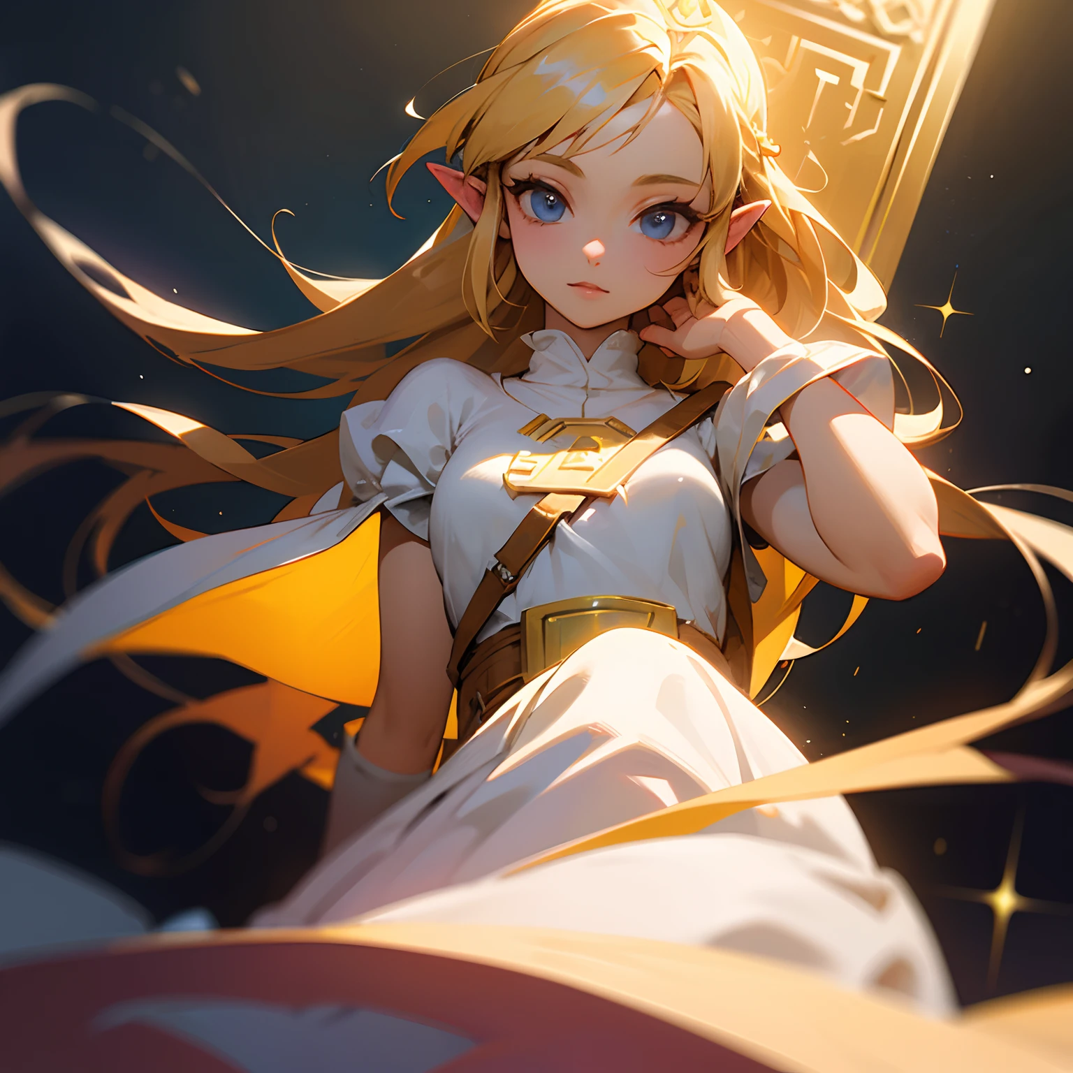 Princesa Zelda, hiper detalhista, olhos brilhantes.