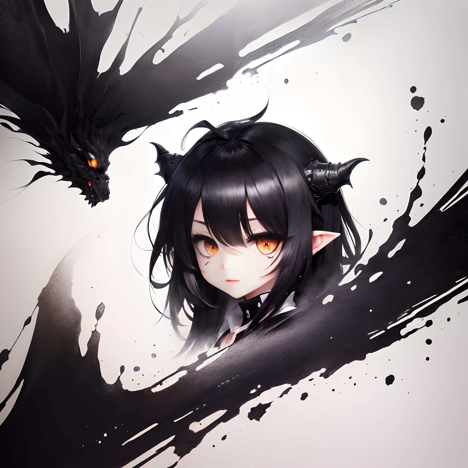 Small black ink like monster with all white eyes