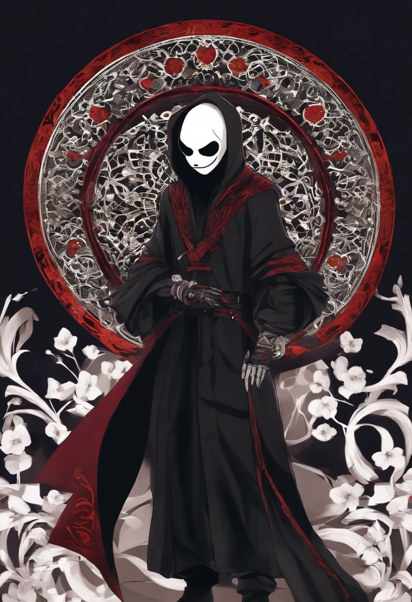 1- Desenhe W.D. Gaster undertale com a roupa da Akatsuki, Incorporating the Ninja Group's signature symbols and patterns