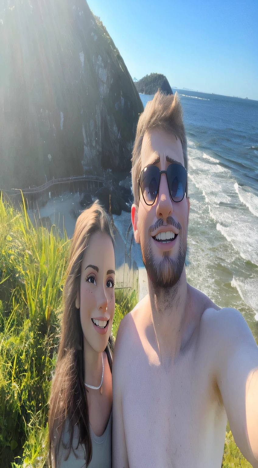 "Create a high-definition image of a young couple having sex on the floor, The man is muscular, and has short hair, booth are fully naked, an take a selfie the woman showing her vagina on camera, and both have a seductive expression. The room is viewing rice fields