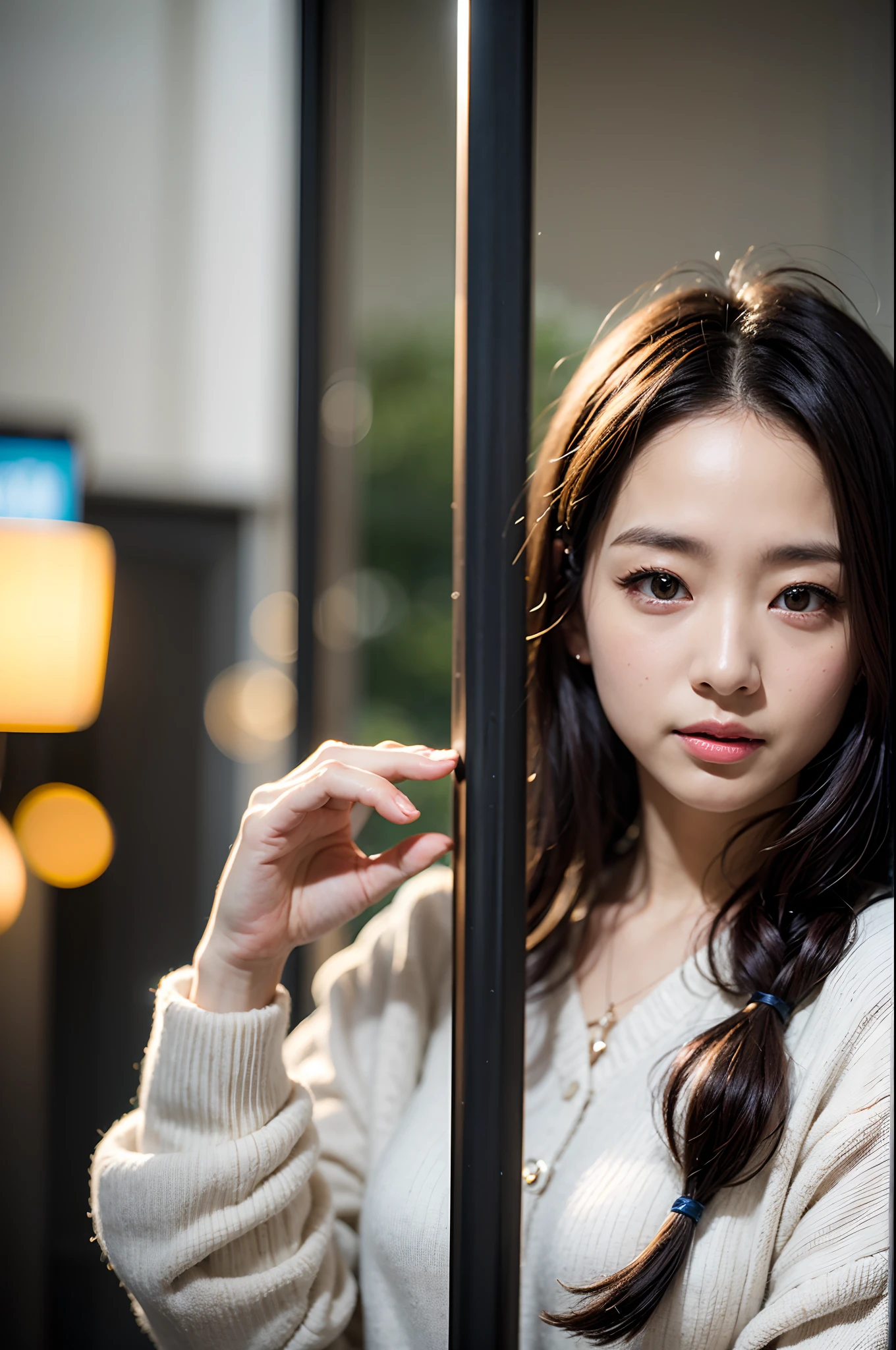 The background is blurred, It has a shallow depth of field., And the character's face is clear